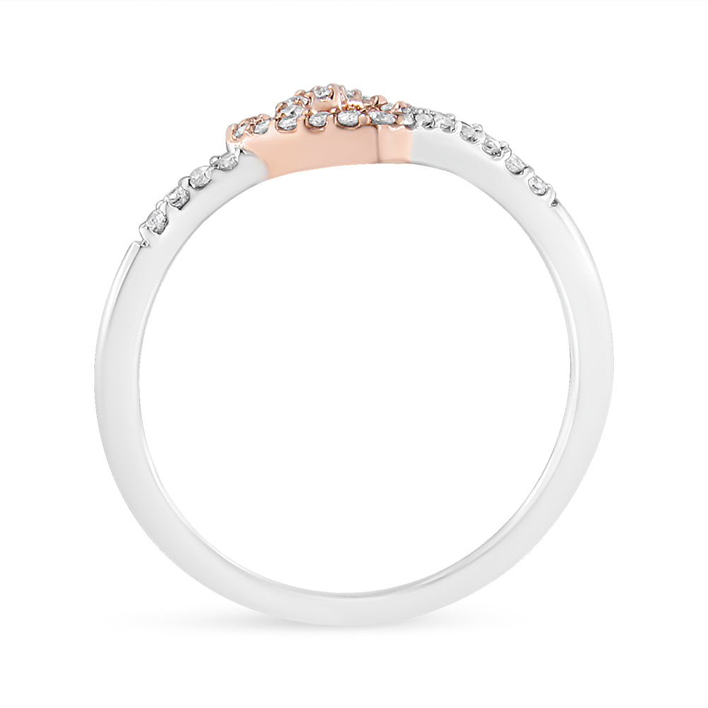 14K Rose Gold Plated and White .925 Sterling Silver 1/5 Cttw Round-Cut Diamond Open Heart Promise Ring (I-J Color, I2-I3 Clarity)-3