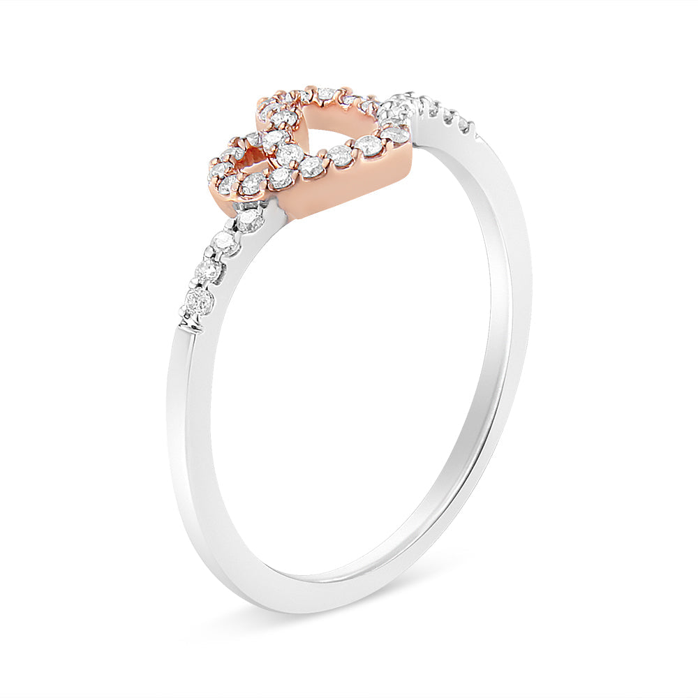 14K Rose Gold Plated and White .925 Sterling Silver 1/5 Cttw Round-Cut Diamond Open Heart Promise Ring (I-J Color, I2-I3 Clarity)-4