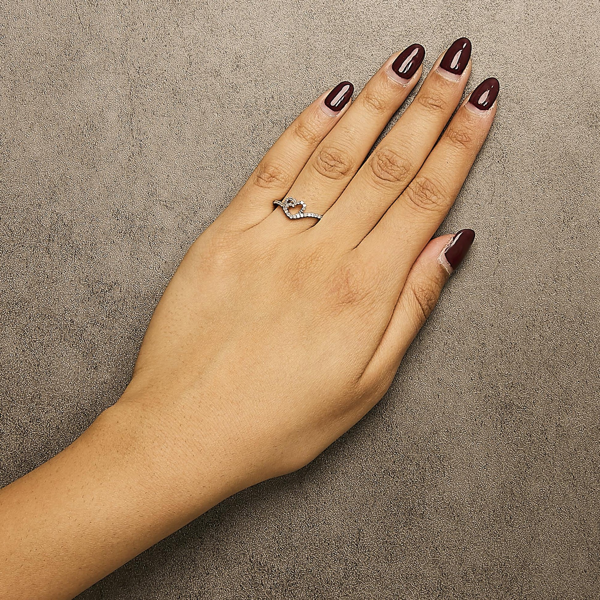 14K Rose Gold Plated and White .925 Sterling Silver 1/5 Cttw Round-Cut Diamond Open Heart Promise Ring (I-J Color, I2-I3 Clarity)-2