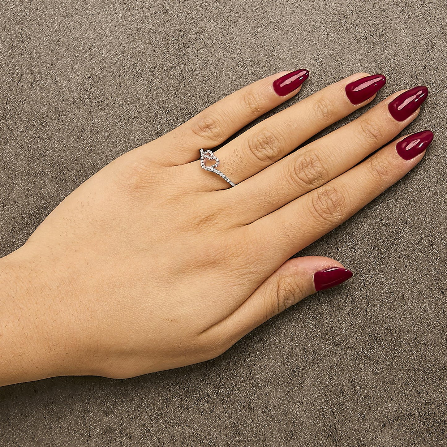 10K Rose Gold over .925 Sterling Silver 1/5 Cttw Diamond Two Tone Open Heart Promise or Fashion Ring (I-J Color, I2-I3 Clarity)-2