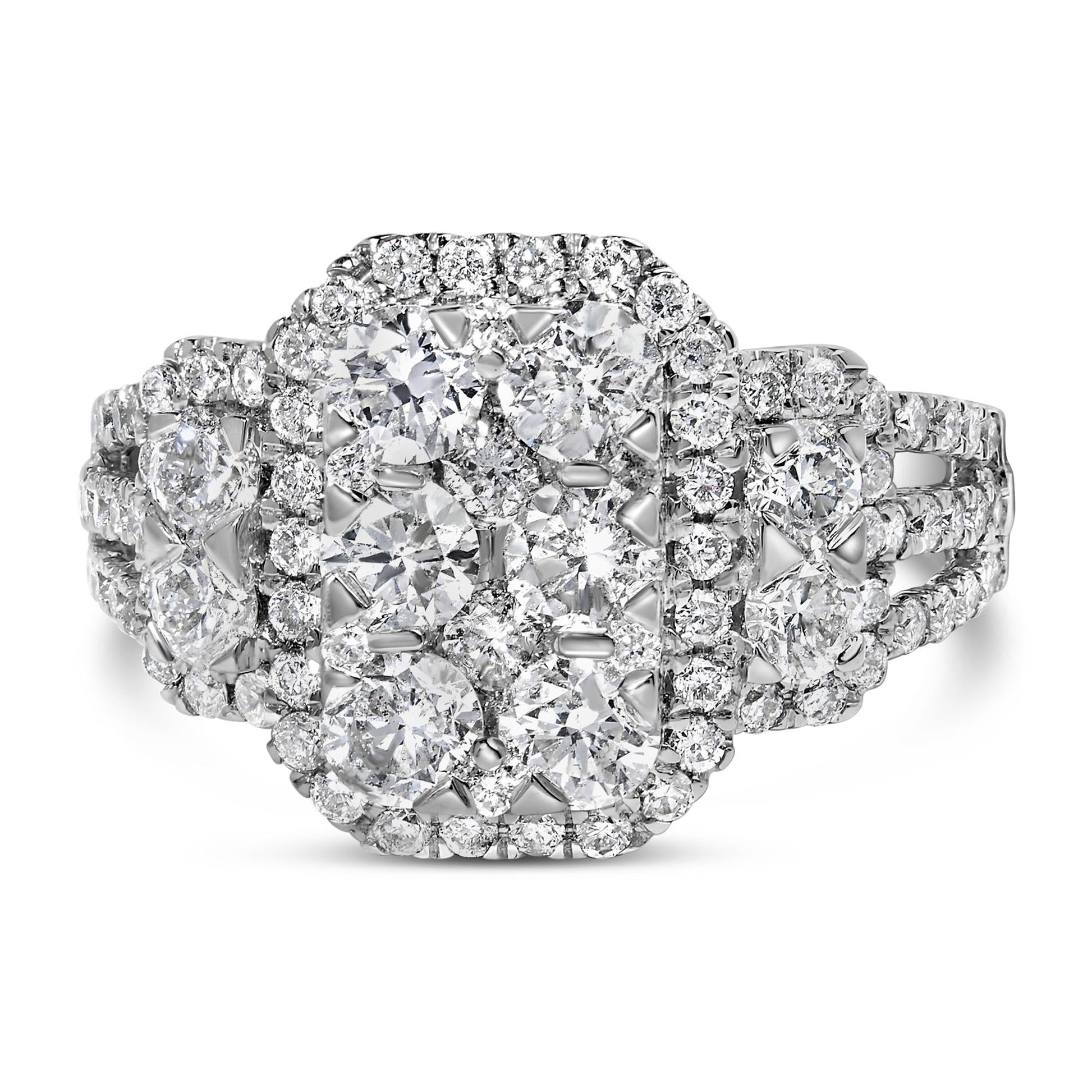 14K White Gold 2 1/4 Cttw Diamond Cocktail Cluster Ring (G-H Color, SI2-I1 Clarity)-0