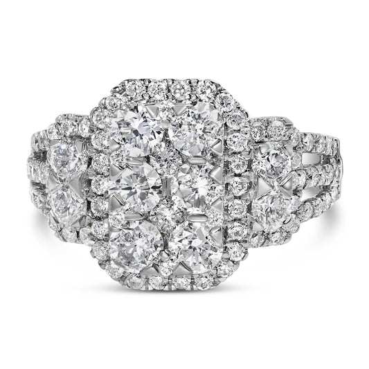 14K White Gold 2 1/4 Cttw Diamond Cocktail Cluster Ring (G-H Color, SI2-I1 Clarity)-0