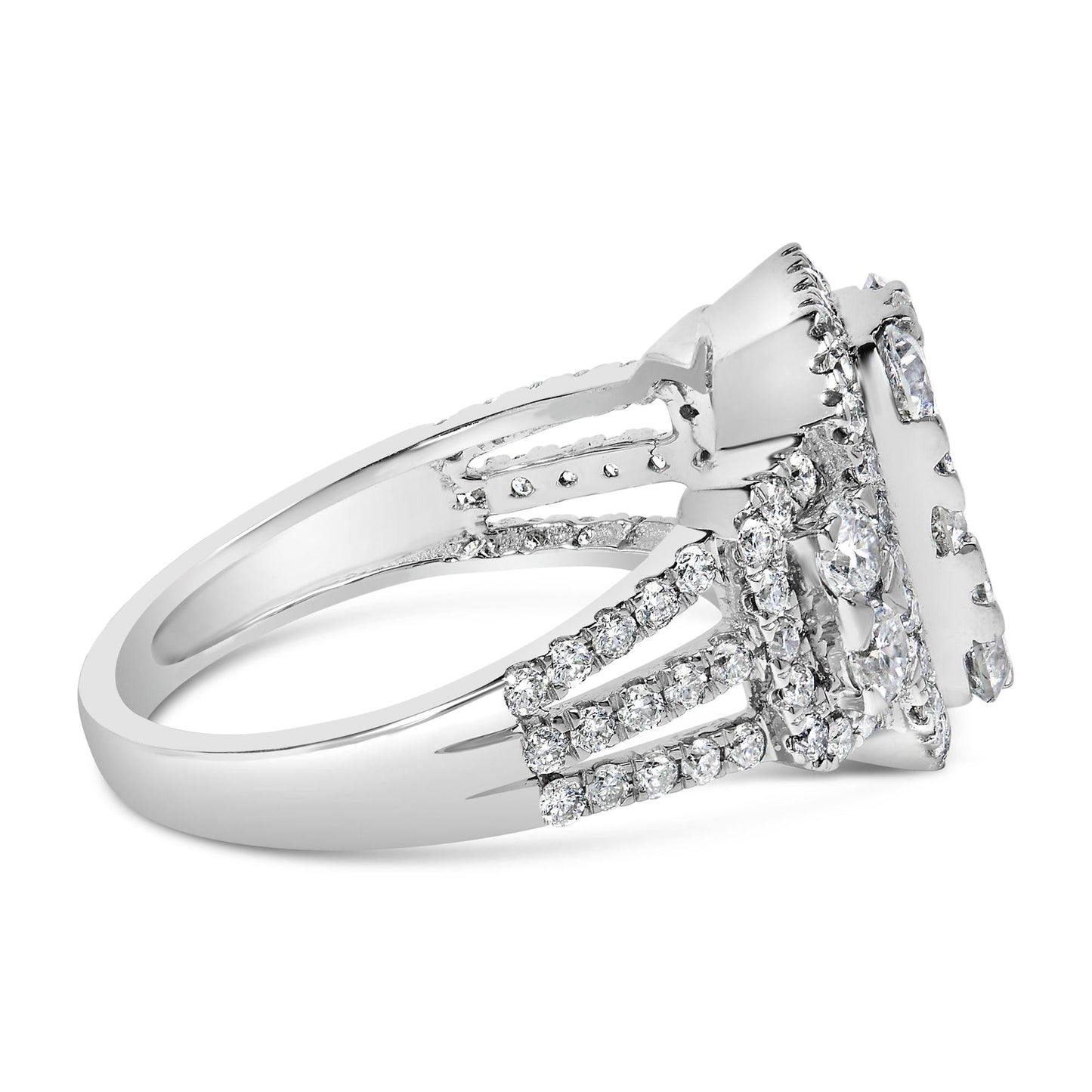 14K White Gold 2 1/4 Cttw Diamond Cocktail Cluster Ring (G-H Color, SI2-I1 Clarity)-1