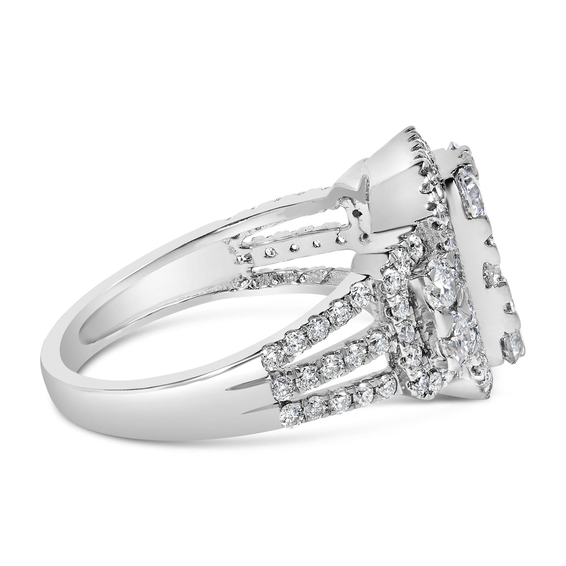 14K White Gold 2 1/4 Cttw Diamond Cocktail Cluster Ring (G-H Color, SI2-I1 Clarity)-1