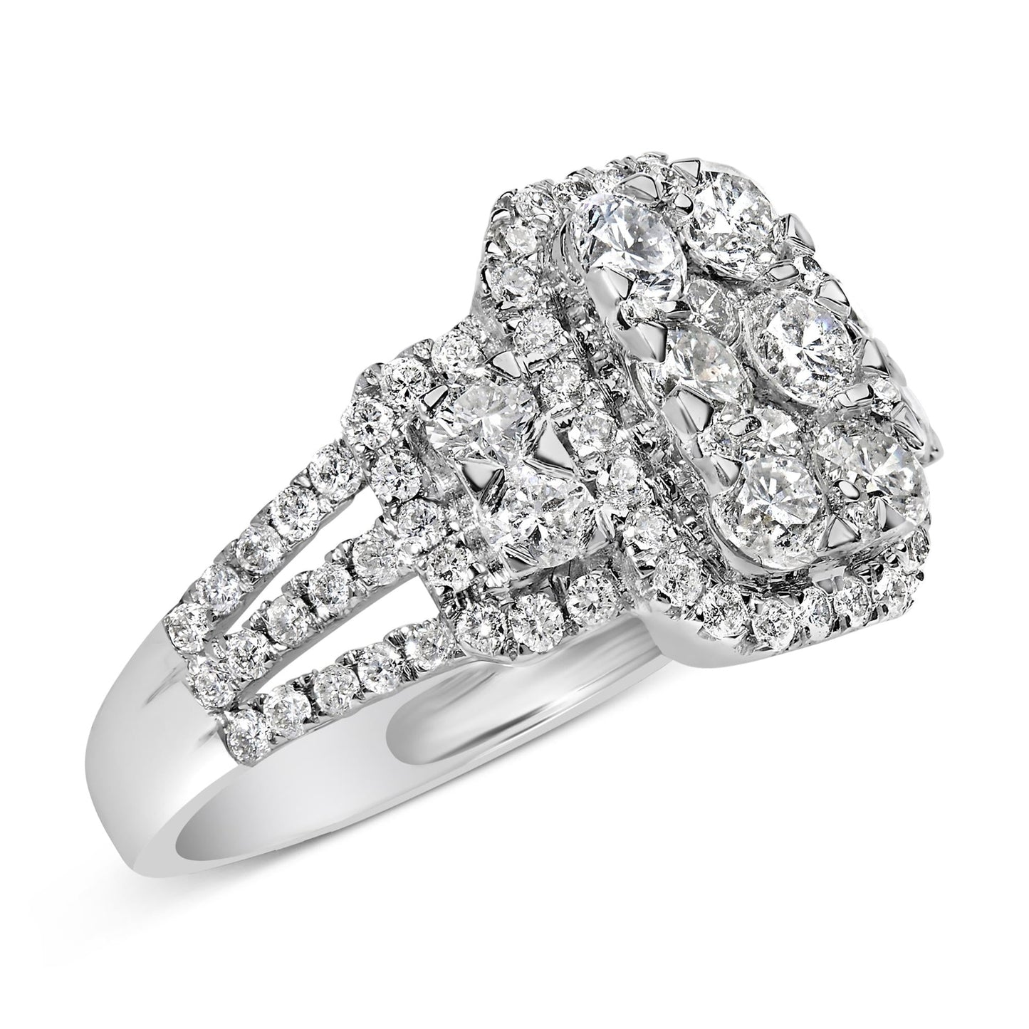 14K White Gold 2 1/4 Cttw Diamond Cocktail Cluster Ring (G-H Color, SI2-I1 Clarity)-3