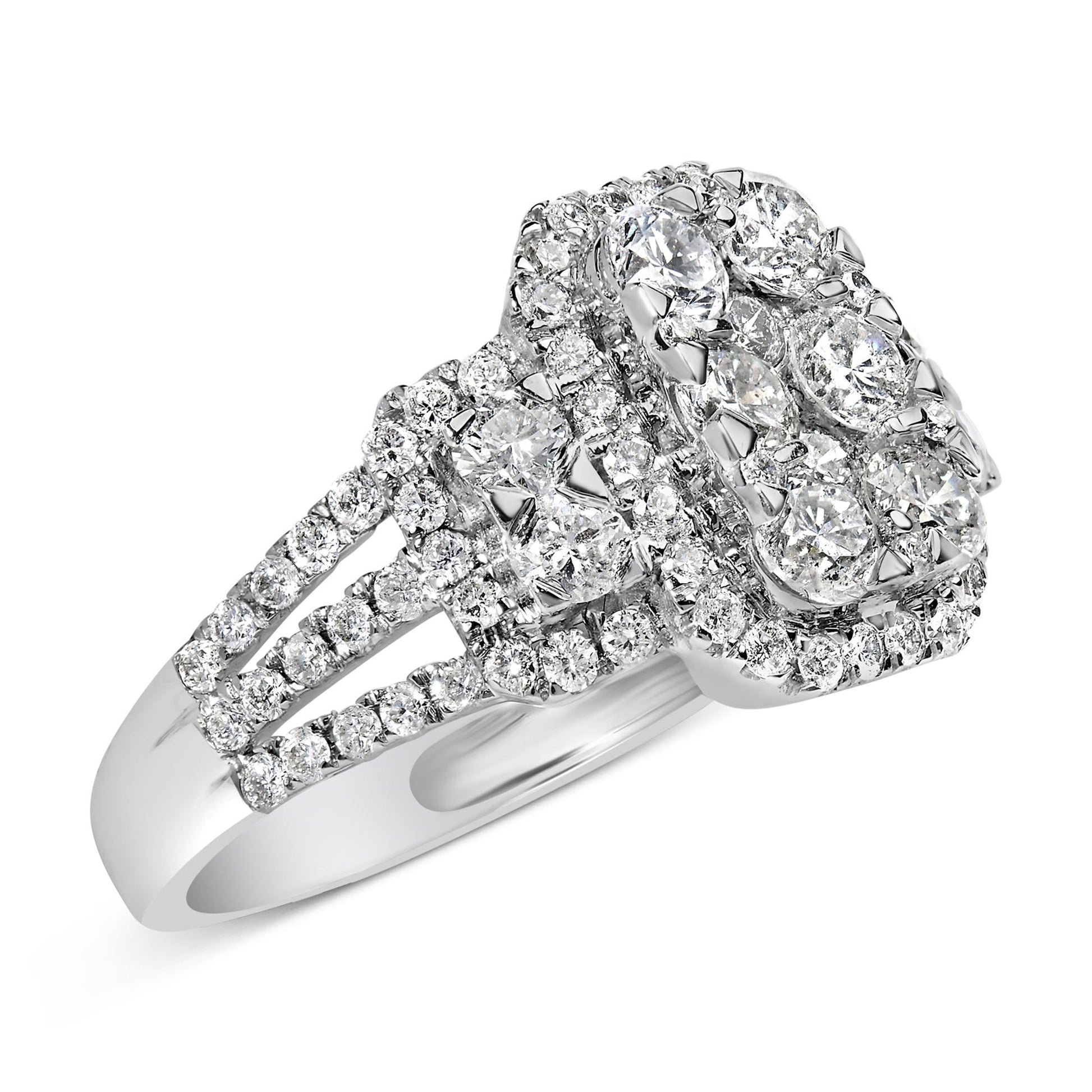 14K White Gold 2 1/4 Cttw Diamond Cocktail Cluster Ring (G-H Color, SI2-I1 Clarity)-3