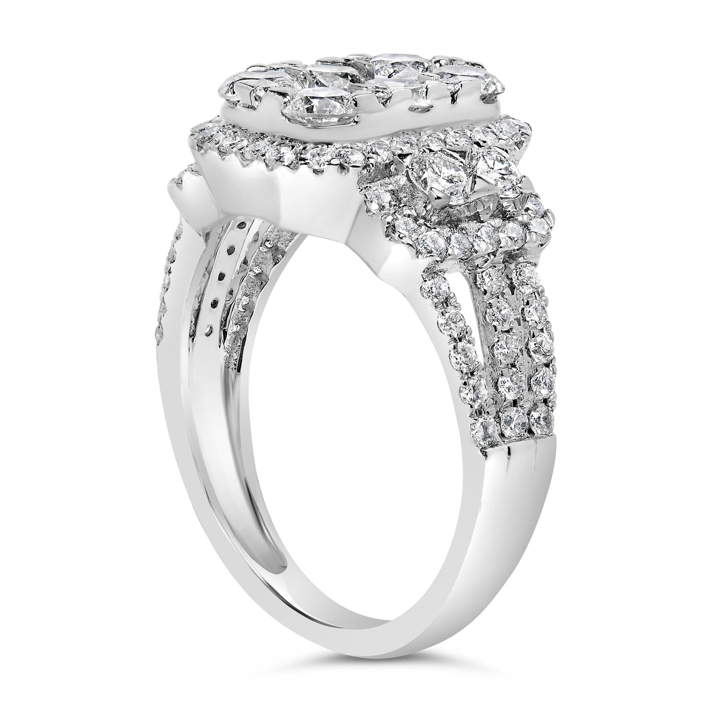 14K White Gold 2 1/4 Cttw Diamond Cocktail Cluster Ring (G-H Color, SI2-I1 Clarity)-4