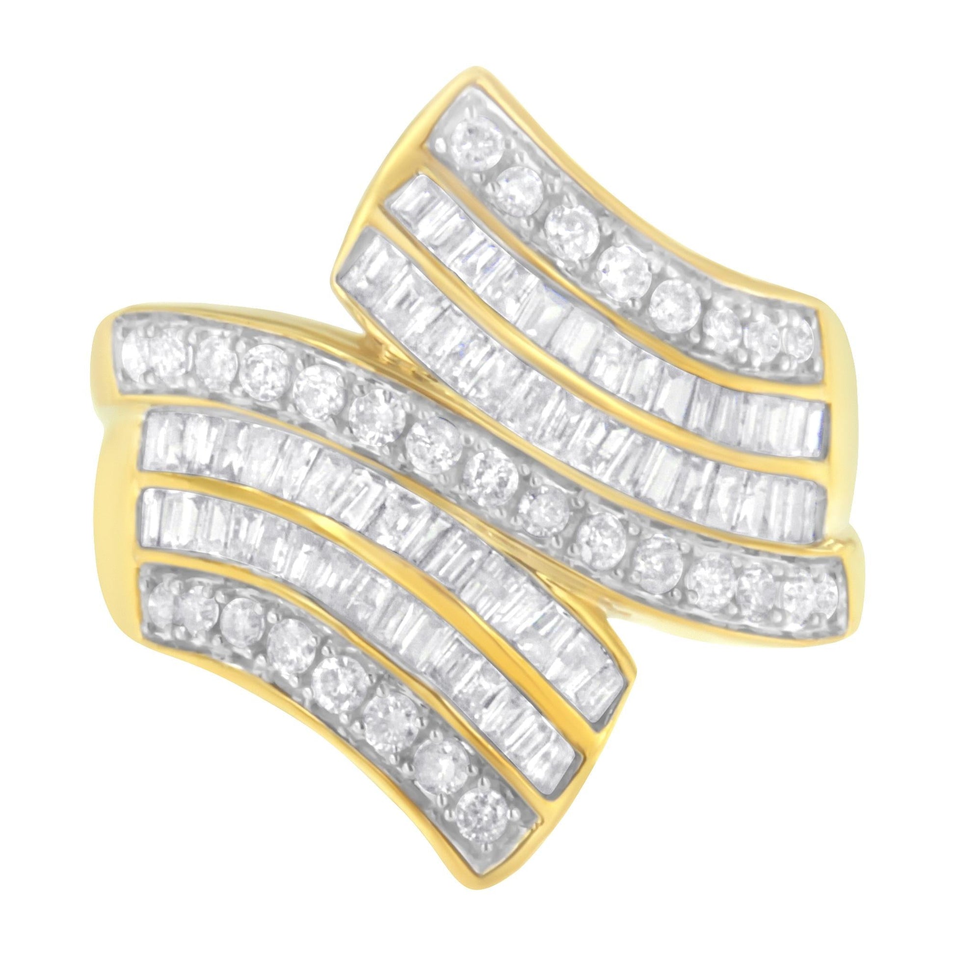 10K Yellow Gold Diamond Bypass Ring (1 1/7 Cttw, I-J Color, I1-I2 Clarity)-3