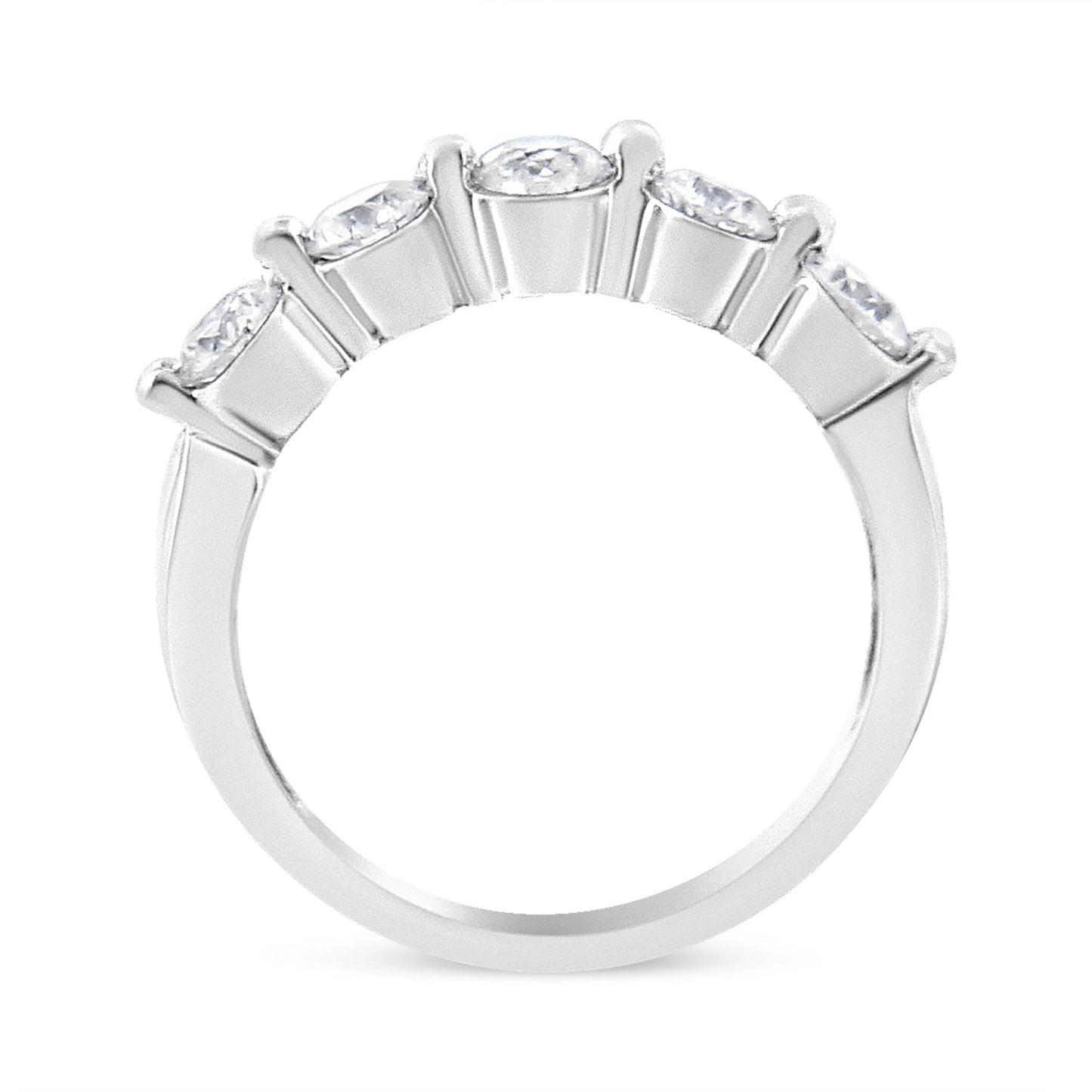 14K White Gold 1.00 Cttw Brilliant Round Cut Diamond 5-Stone Band Ring (H-I Color, SI2-I1 Clarity)-3