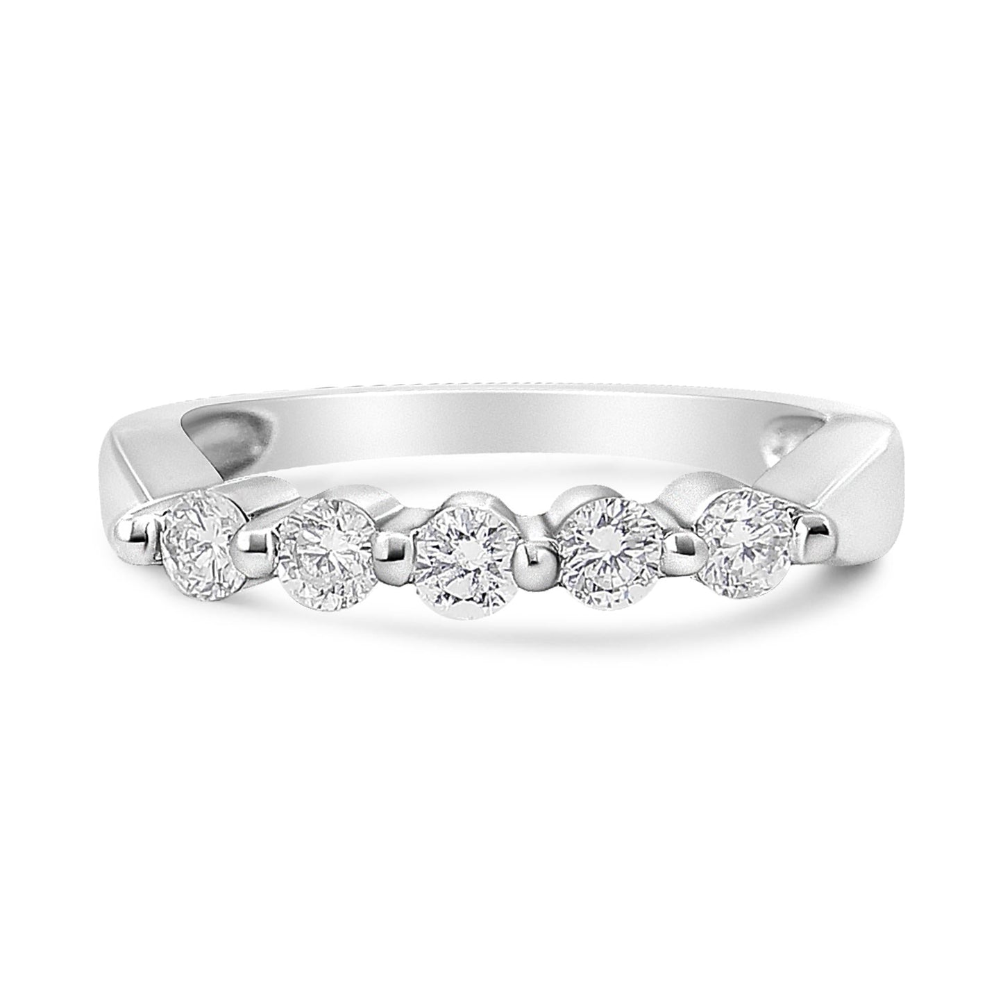 14K White Gold 1/2 Cttw Round-Cut 5-Stone Diamond Ring (H-I Color, SI1-SI2 Clarity)-4