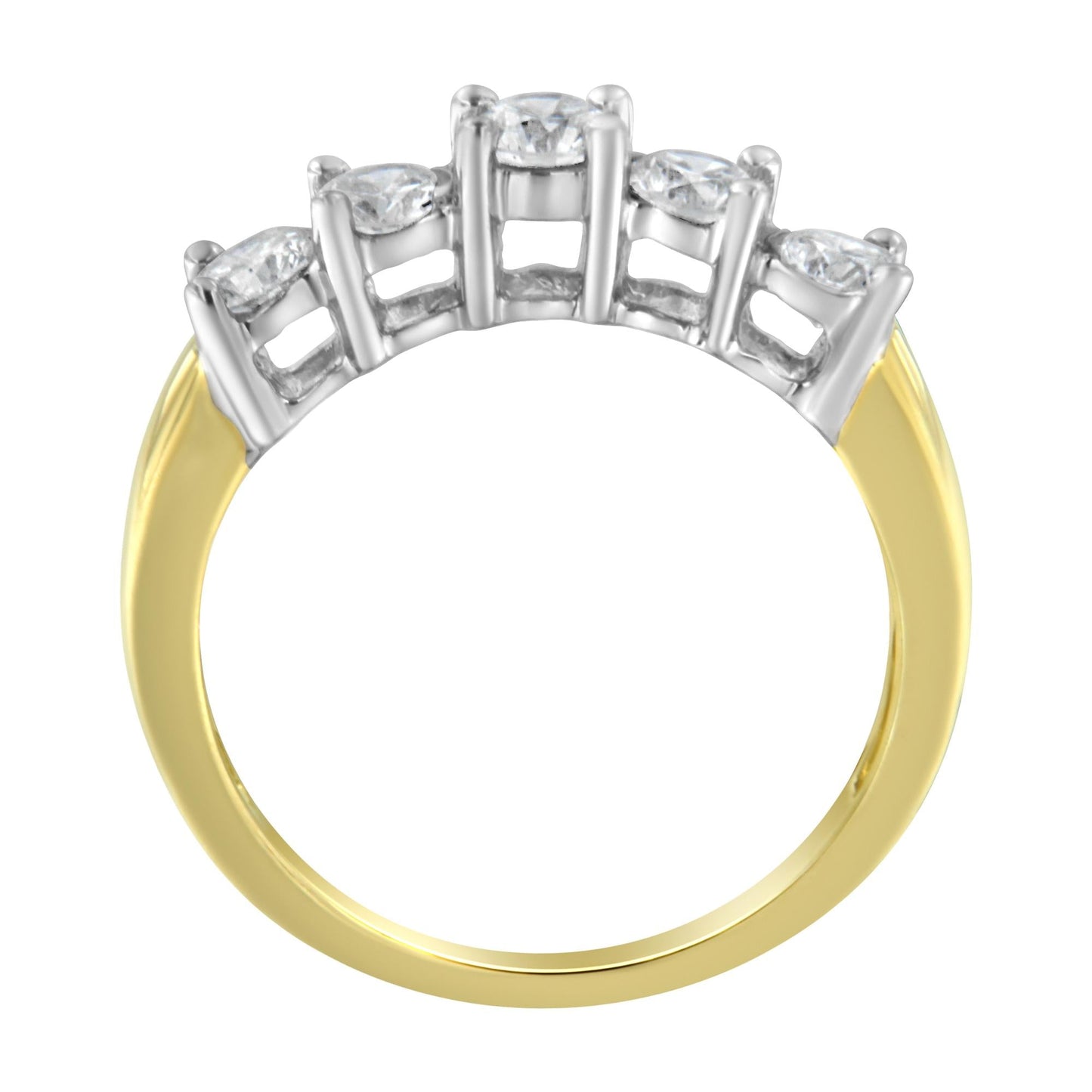 14KT Two Toned Gold 5 Stone Diamond Ring (1 cttw, H-I Color, SI1-SI2 Clarity)-3
