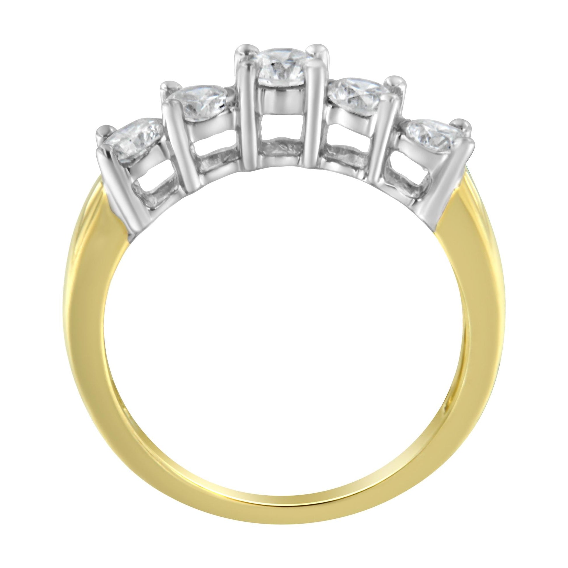 14KT Two Toned Gold 5 Stone Diamond Ring (1 cttw, H-I Color, SI1-SI2 Clarity)-3