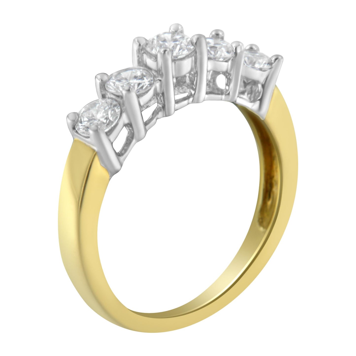 14KT Two Toned Gold 5 Stone Diamond Ring (1 cttw, H-I Color, SI1-SI2 Clarity)-4