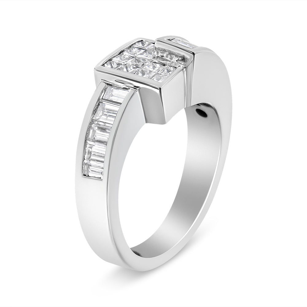 14K Gold 1 1/2 Cttw Channel-Set Princess and Baguette-Cut Diamond Bypass Ring Band (G-H Color, SI2-I1 Clarity)-3