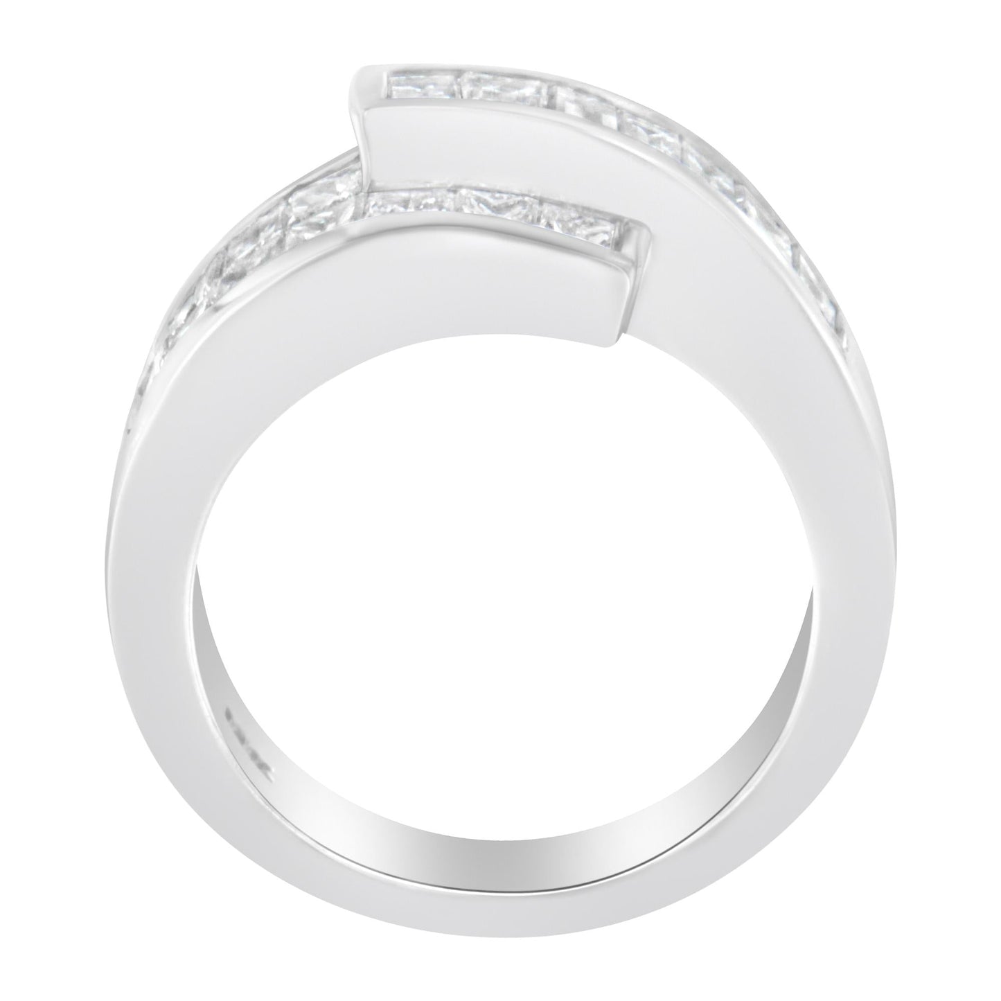 14K White Gold 2.0 Cttw Channel-Set Princess and Baguette-Cut Diamond Bypass Ring Band (G-H Color, SI1-SI2 Clarity)-3