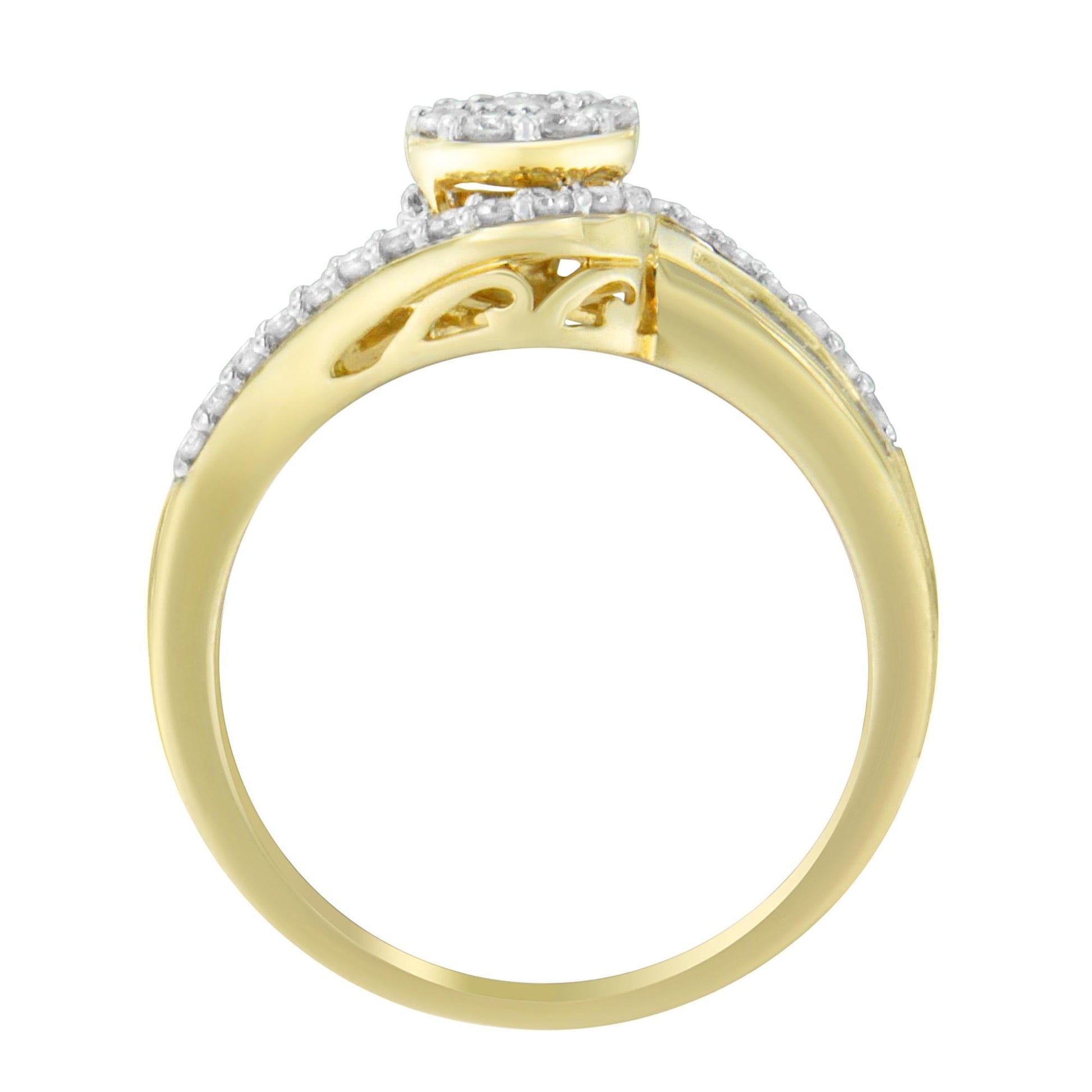10K Yellow Gold Diamond Cluster Ring (1/2 Cttw, I-J Color, I2-I3 Clarity)-4