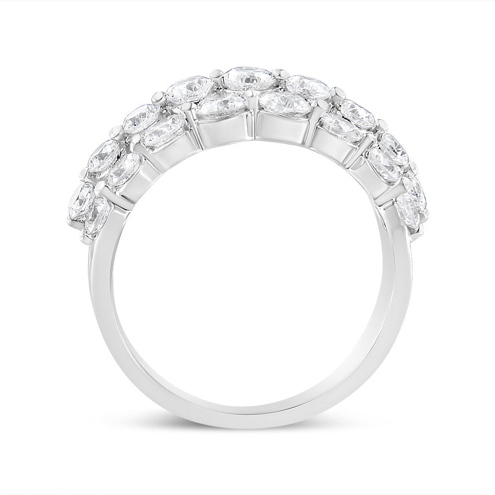 10K White Gold 2 1/2 Cttw Round Natural Diamond 3 Row Band Ring (I-J Color, I1-I2 Clarity)-4