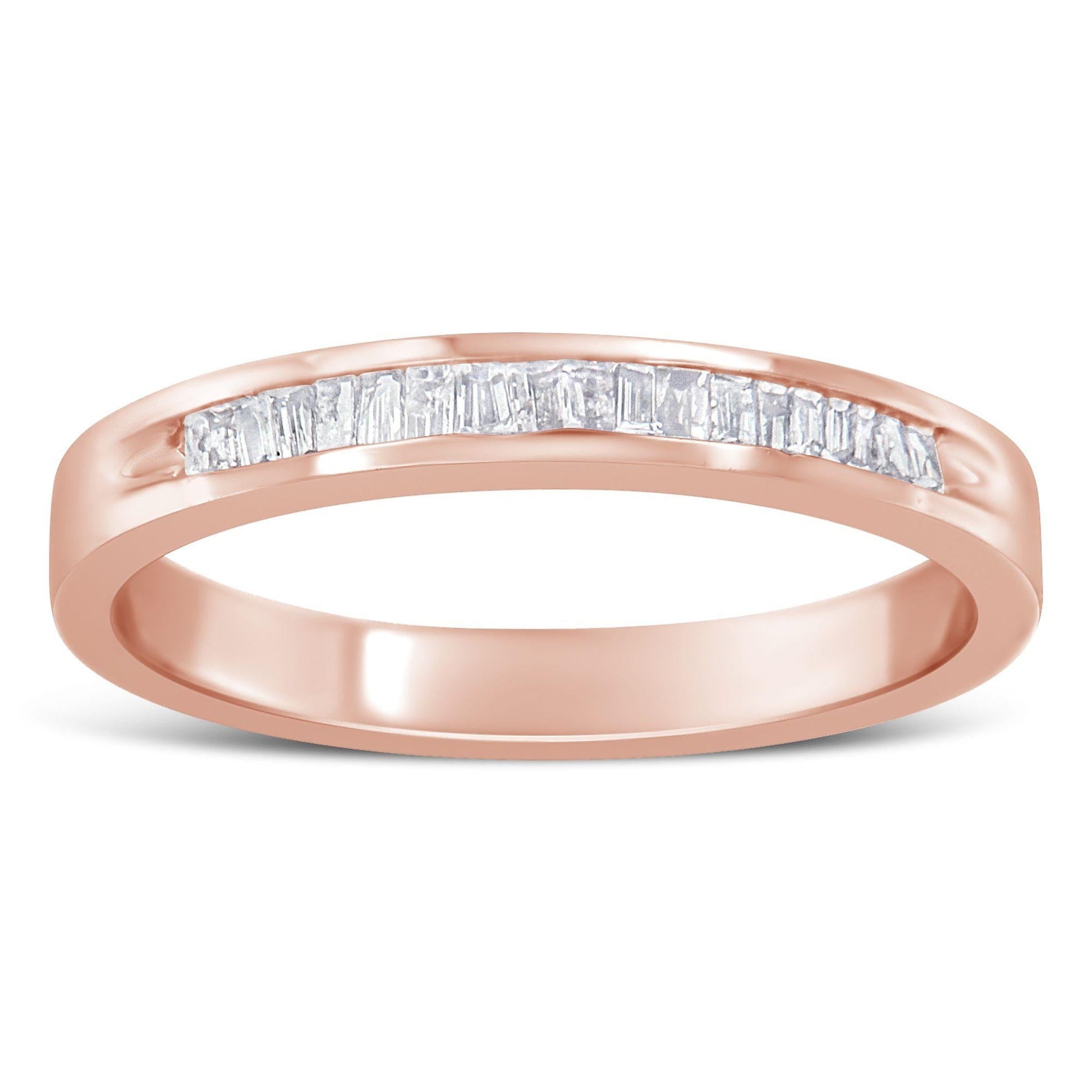 10K Rose Gold over .925 Sterling Silver 1/5 Cttw Diamond Channel-Set Stackable Band Ring (H-I Color, I1-I2 Clarity)-3