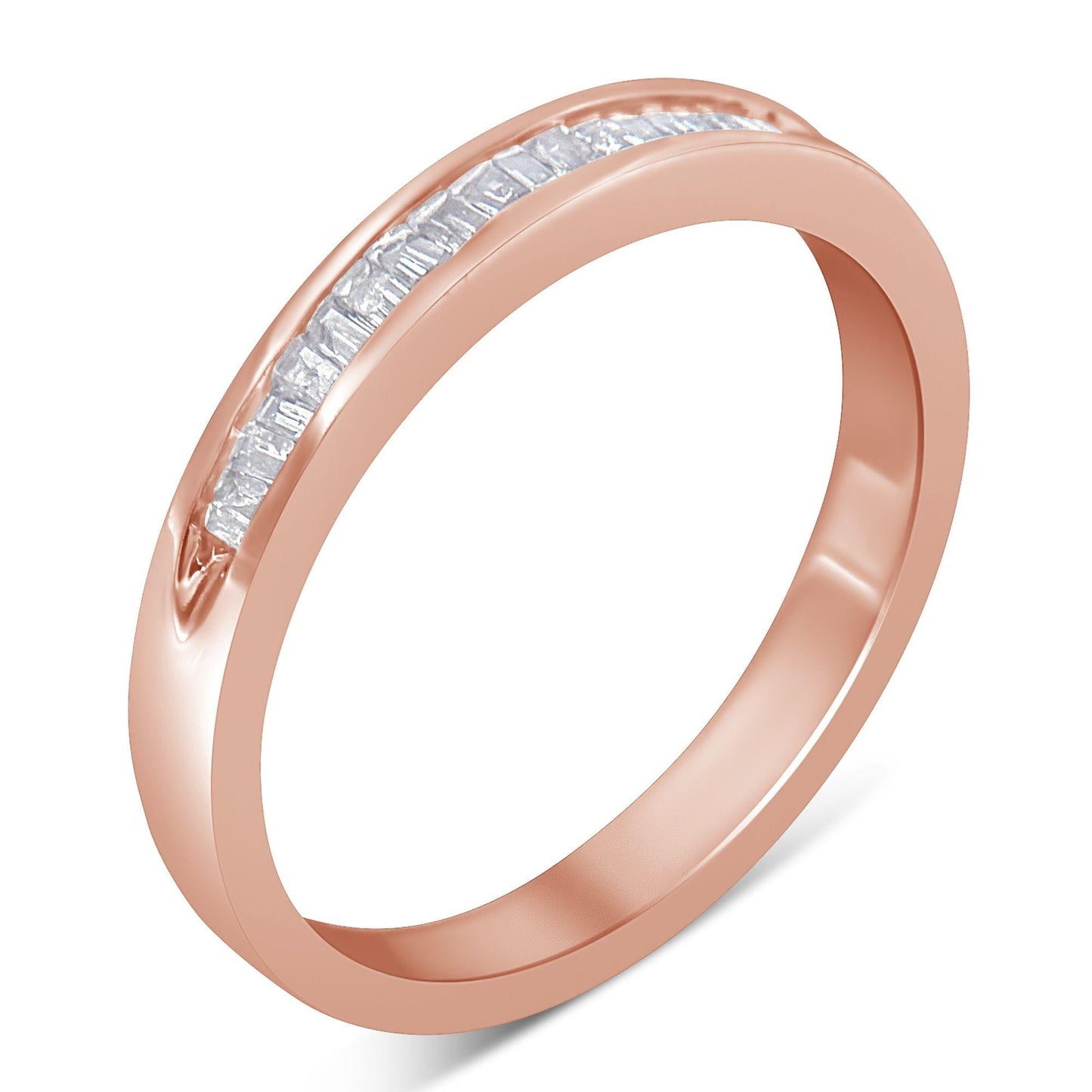 10K Rose Gold over .925 Sterling Silver 1/5 Cttw Diamond Channel-Set Stackable Band Ring (H-I Color, I1-I2 Clarity)-4