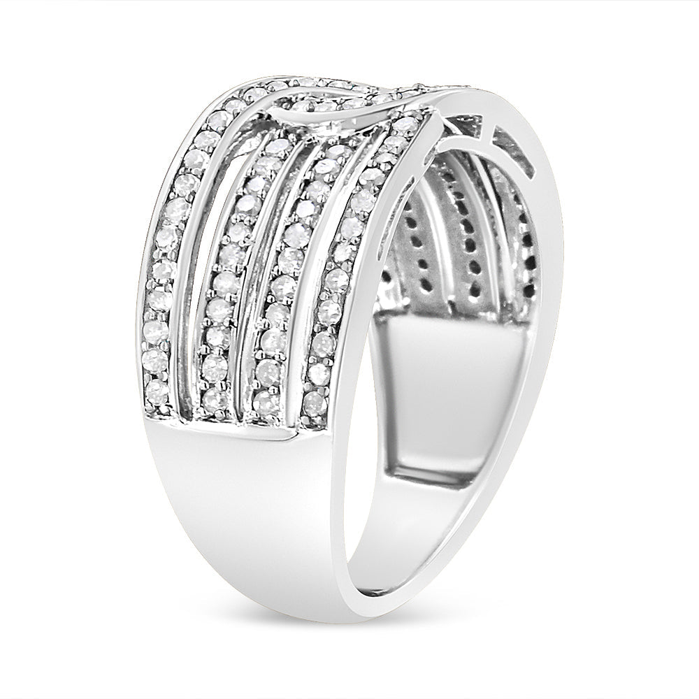 .925 Sterling Silver 1/2 Cttw Diamond Multi-Row Bypass Band Ring (I-J Color, I3 Clarity)-4