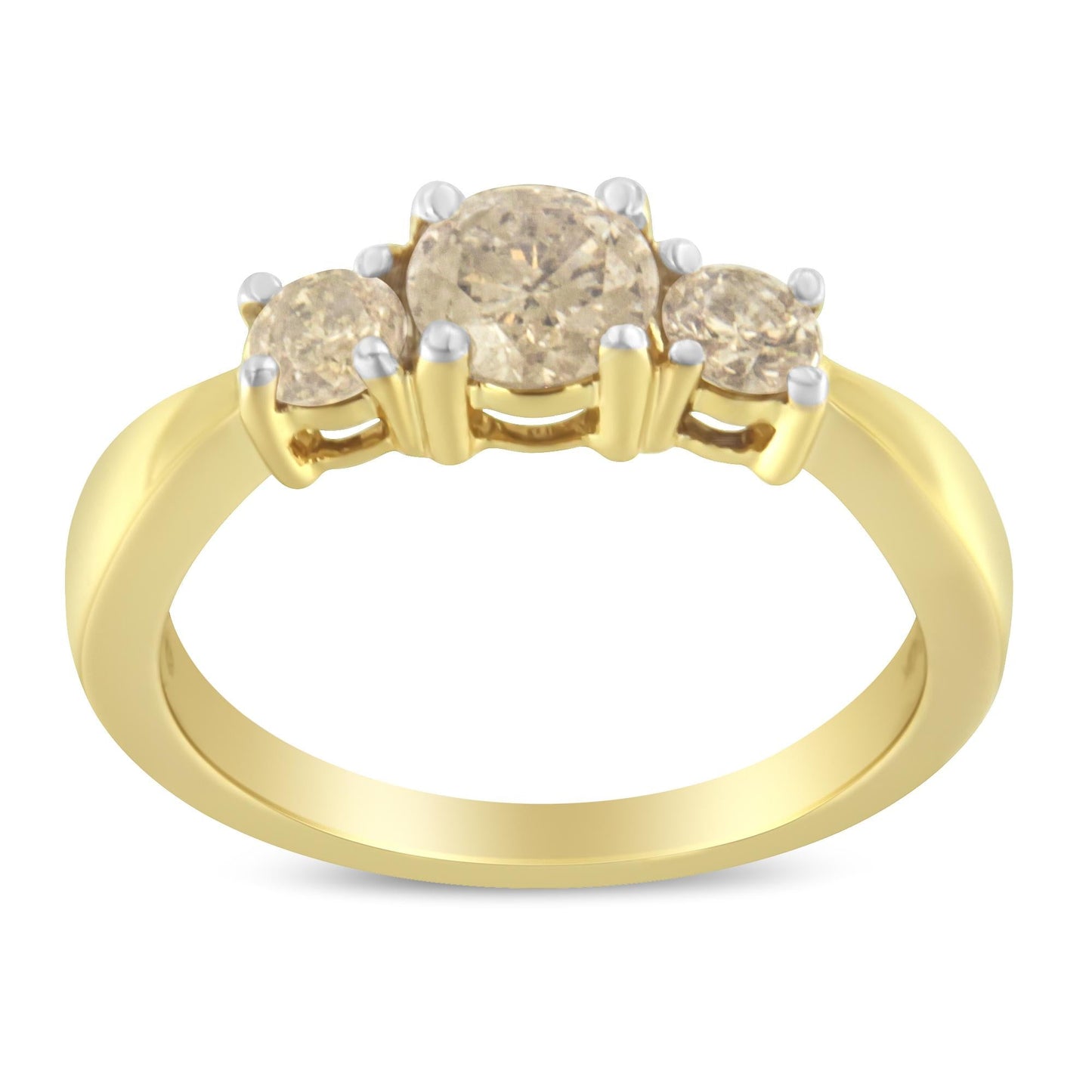 10K Yellow Gold Three Stone Diamond Band Ring (1.00 cttw, J-K Color, I2-I3 Clarity)-3