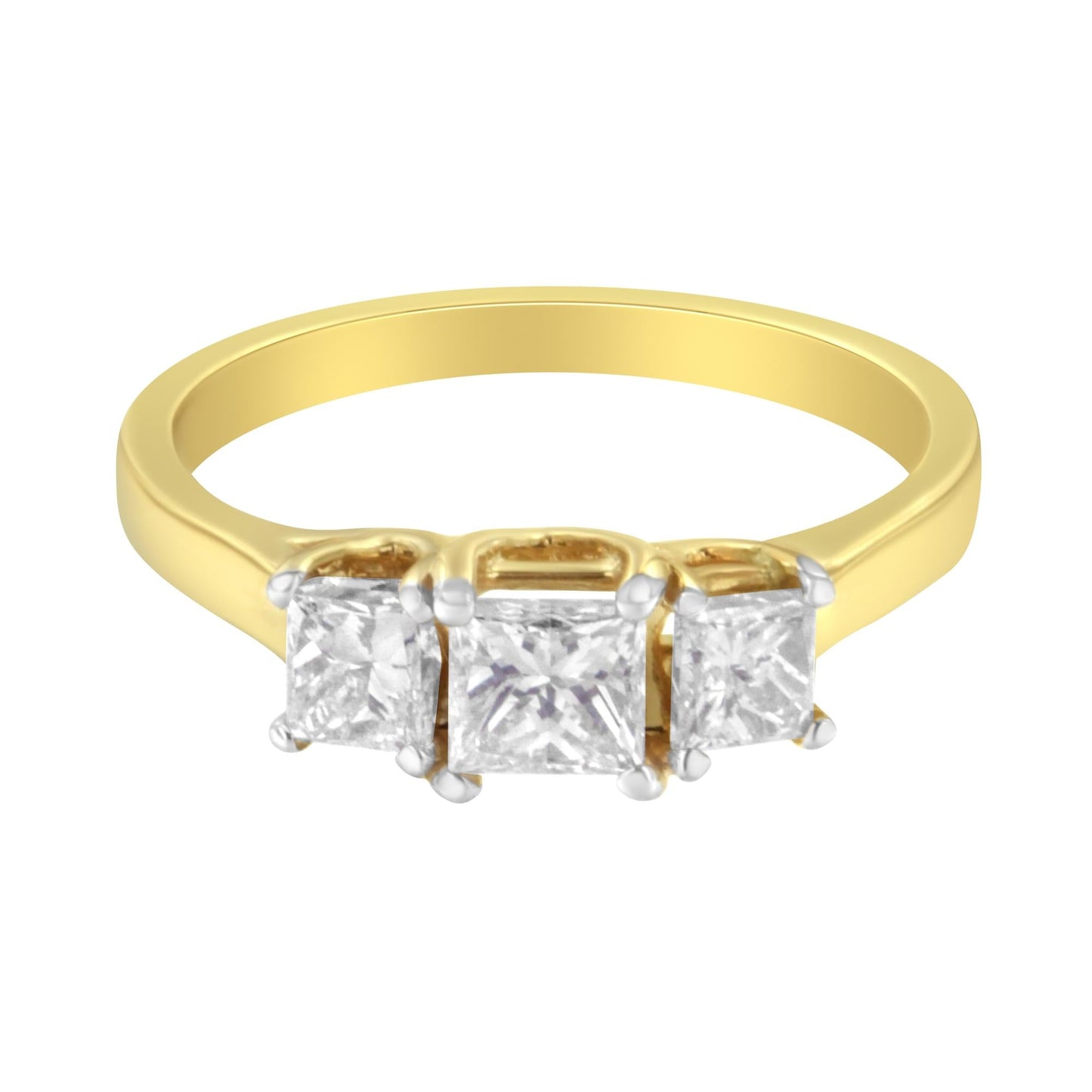 10K Yellow Gold Princess-Cut Diamond Three Stone Band Ring (1 Cttw, J-K Color, I1-I2 Clarity)-3