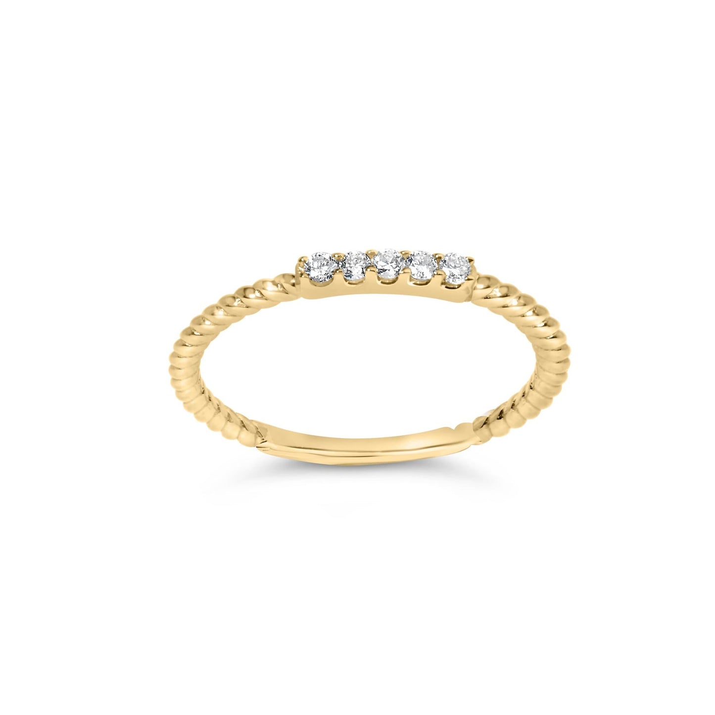 10K Yellow Gold 1/10 Cttw Diamond 5 Stone Braided Shank Band Ring (I-J Color, I2-I3 Clarity)-3
