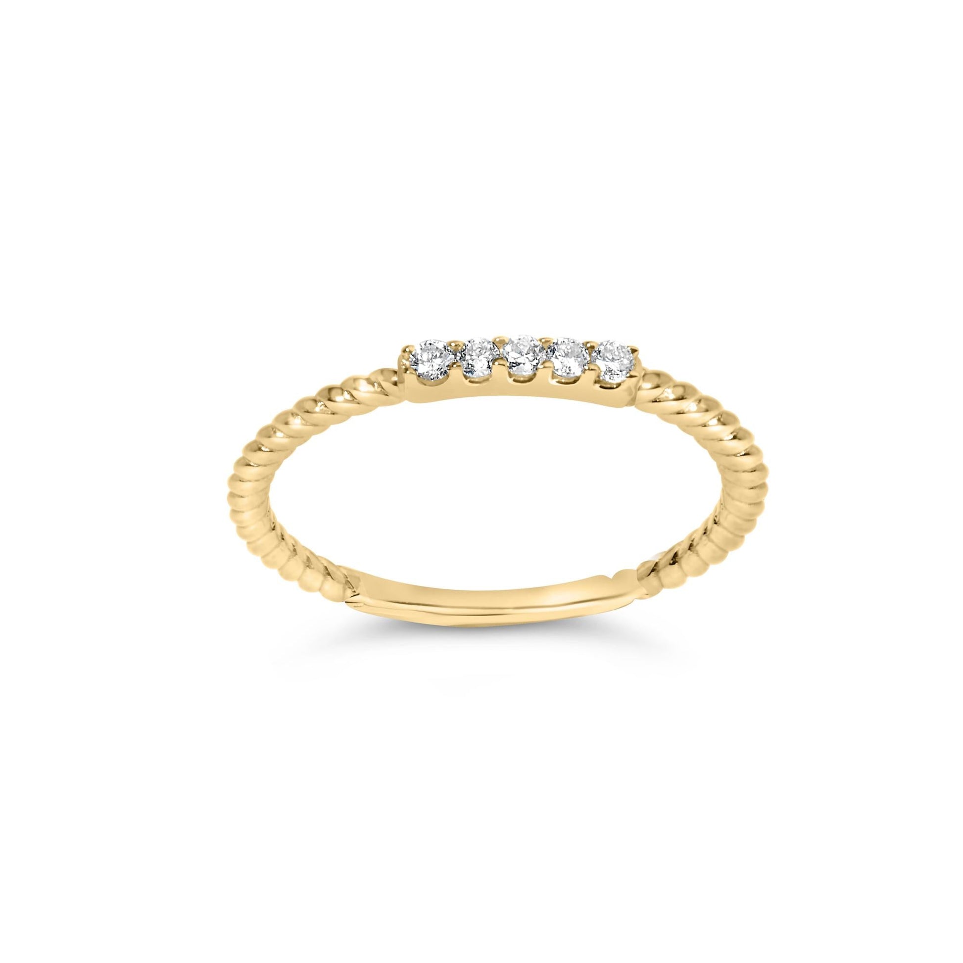 10K Yellow Gold 1/10 Cttw Diamond 5 Stone Braided Shank Band Ring (I-J Color, I2-I3 Clarity)-3