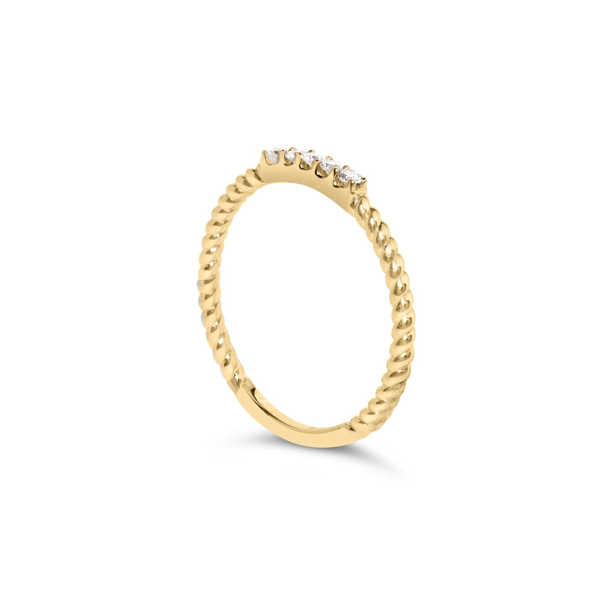 10K Yellow Gold 1/10 Cttw Diamond 5 Stone Braided Shank Band Ring (I-J Color, I2-I3 Clarity)-4