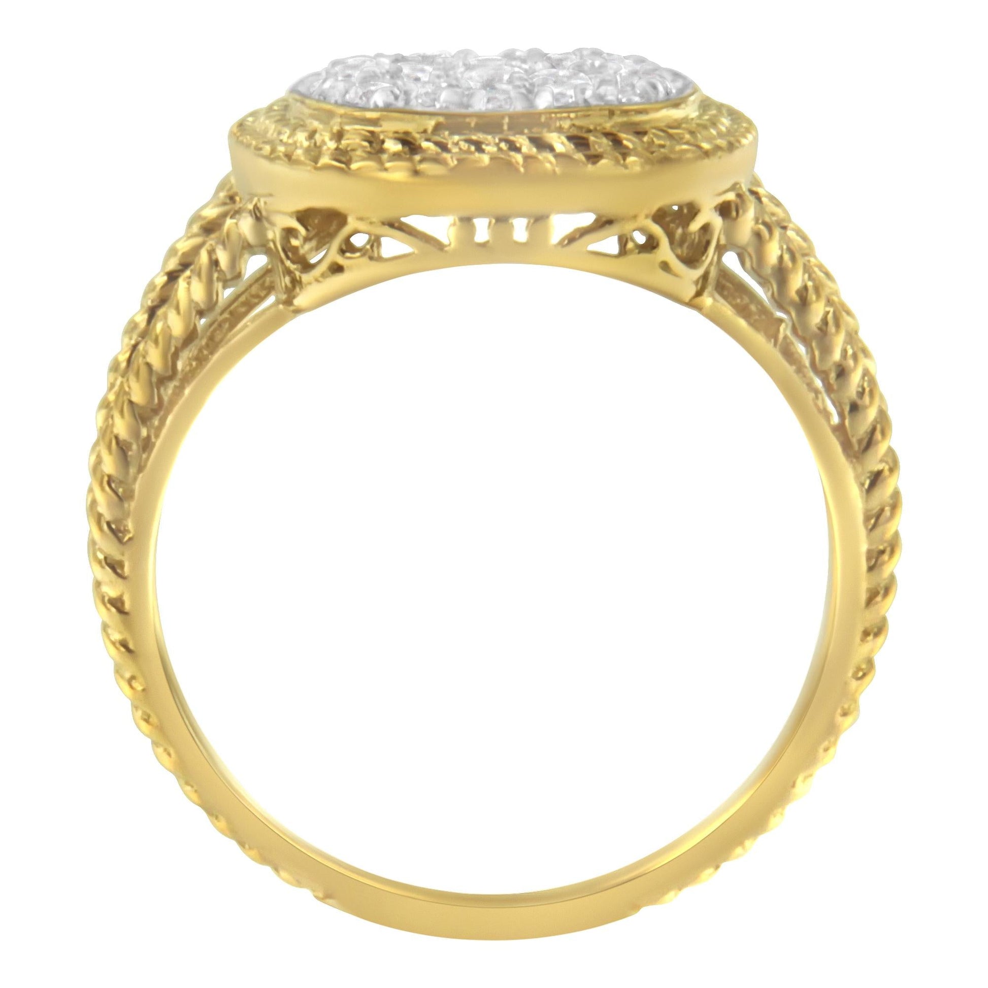 10K Yellow Gold Plated .925 Sterling Silver 1/2 Cttw Diamond Square Cushion Cluster Split Shank Cocktail Ring (J-K Color, I2-I3 Clarity)-3