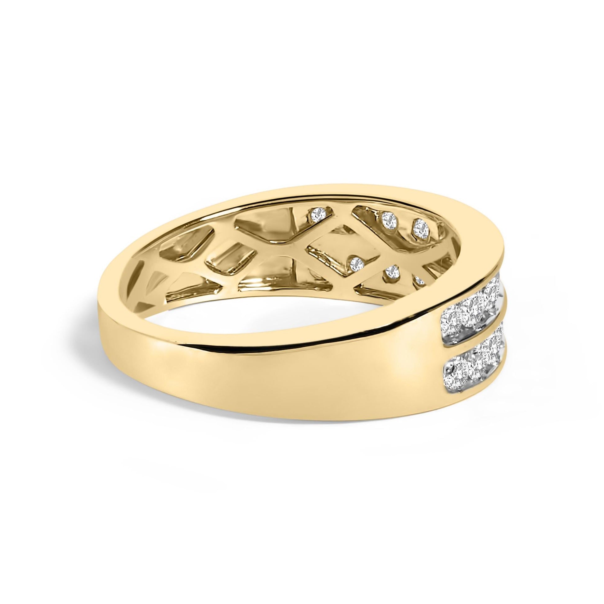 10K Yellow Gold Two-Row Diamond Band Ring (1 Cttw, J-K Color, I1-I2 Clarity)-1