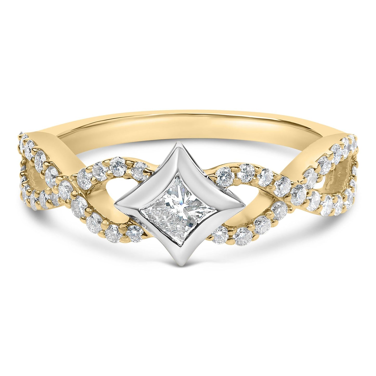 10K Two Tone Color 5/8 Cttw Diamond Kite and Twist Shank Ring (H-I Color,SI2-I1 Clarity)-0