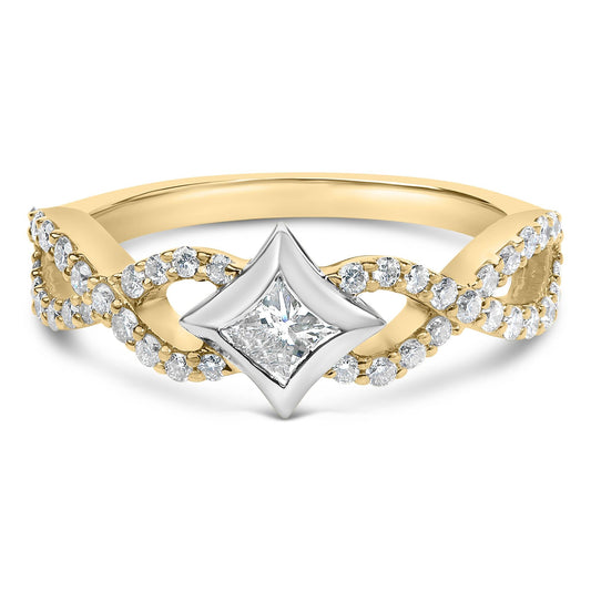 10K Two Tone Color 5/8 Cttw Diamond Kite and Twist Shank Ring (H-I Color,SI2-I1 Clarity)-0
