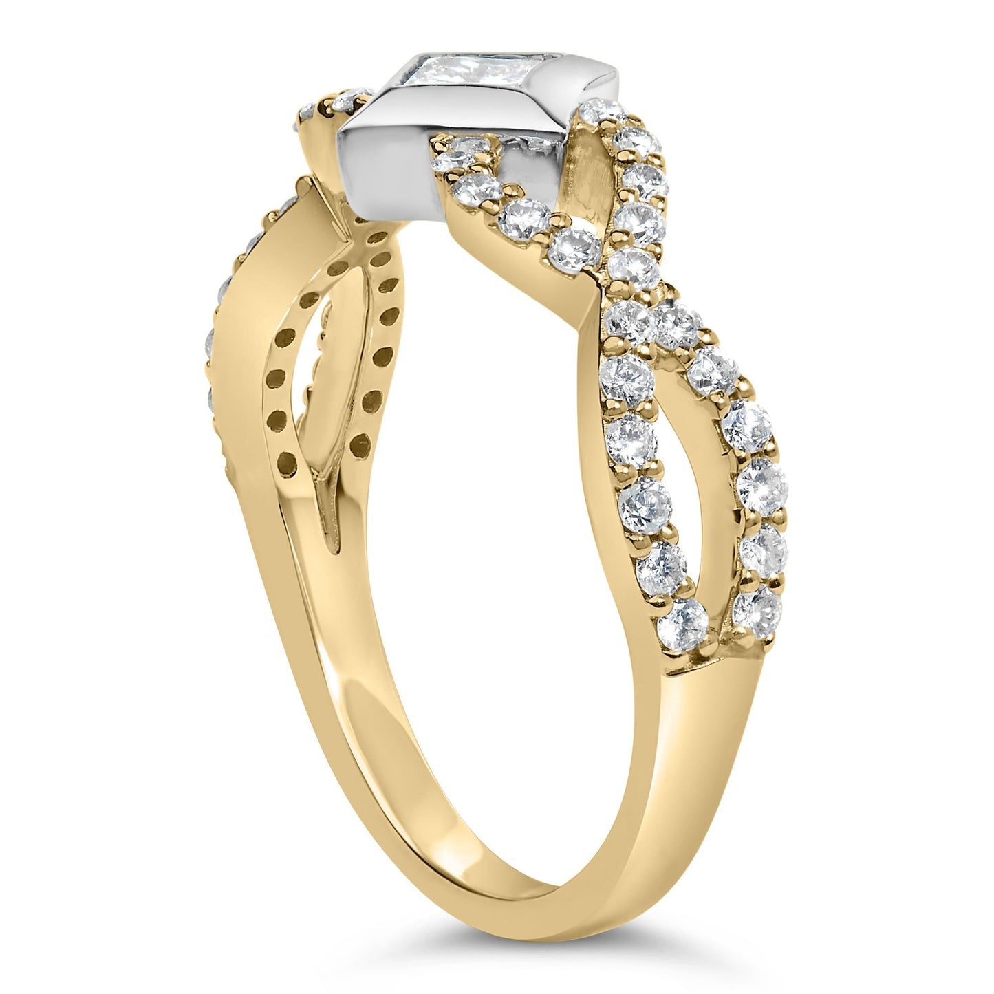 10K Two Tone Color 5/8 Cttw Diamond Kite and Twist Shank Ring (H-I Color,SI2-I1 Clarity)-4