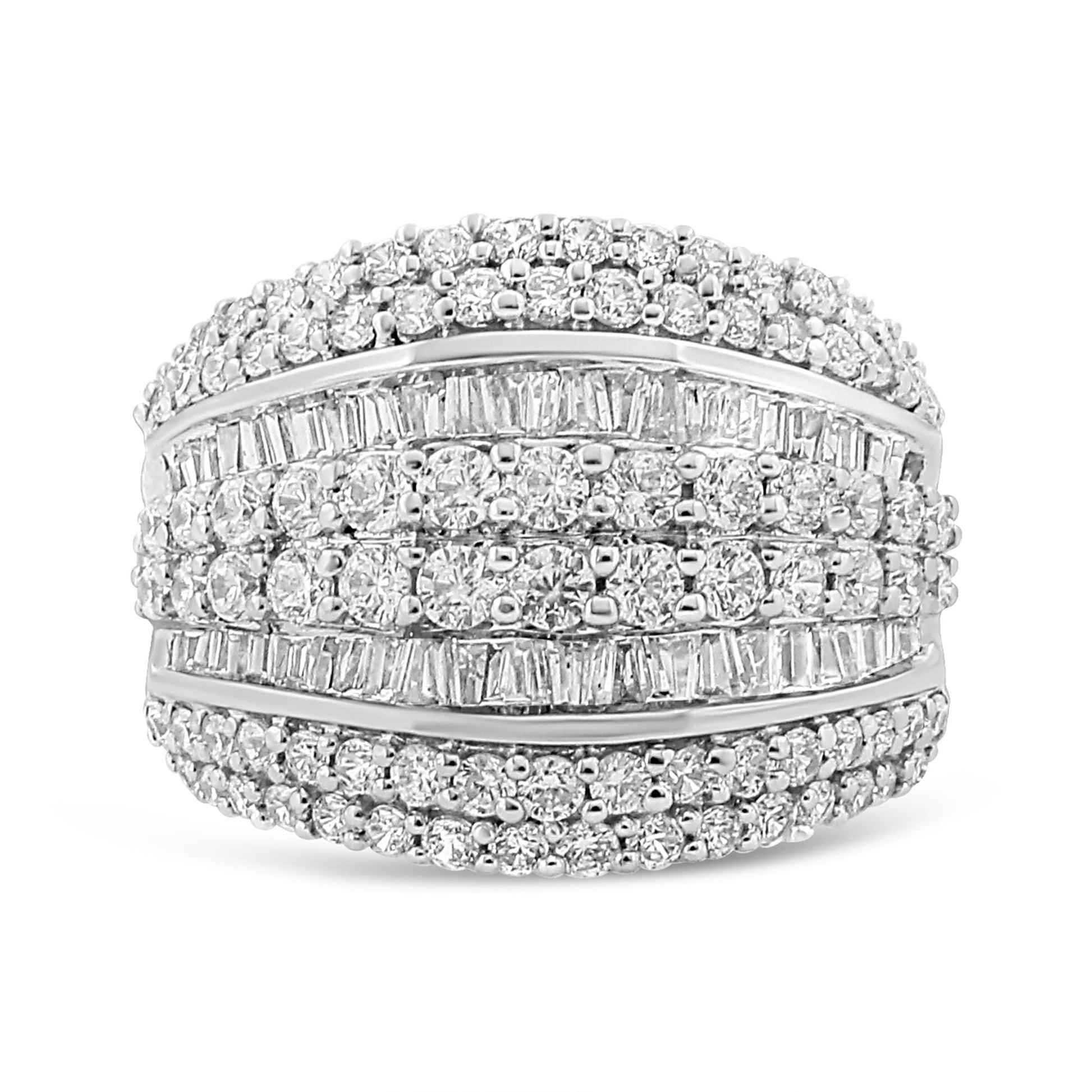 .925 Sterling Silver 2.00 Cttw Round and Baguette-Cut Diamond Cluster Ring (H-I Color, I1-I2 Clarity)-0
