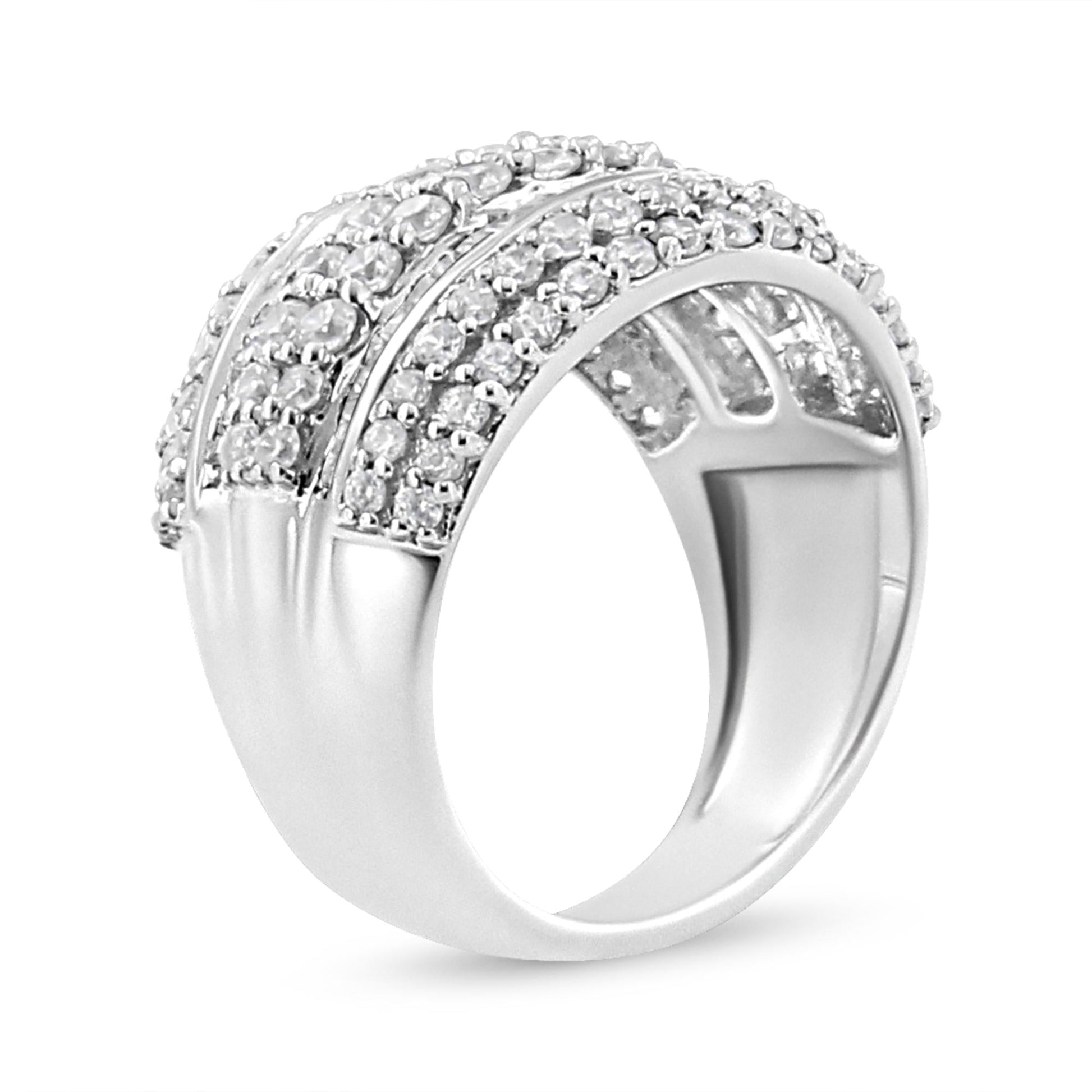 .925 Sterling Silver 2.00 Cttw Round and Baguette-Cut Diamond Cluster Ring (H-I Color, I1-I2 Clarity)-3