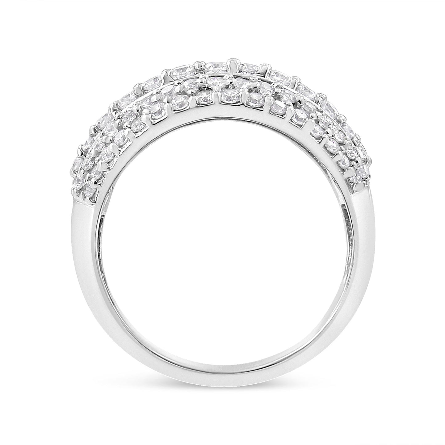 .925 Sterling Silver 2.00 Cttw Round and Baguette-Cut Diamond Cluster Ring (H-I Color, I1-I2 Clarity)-4