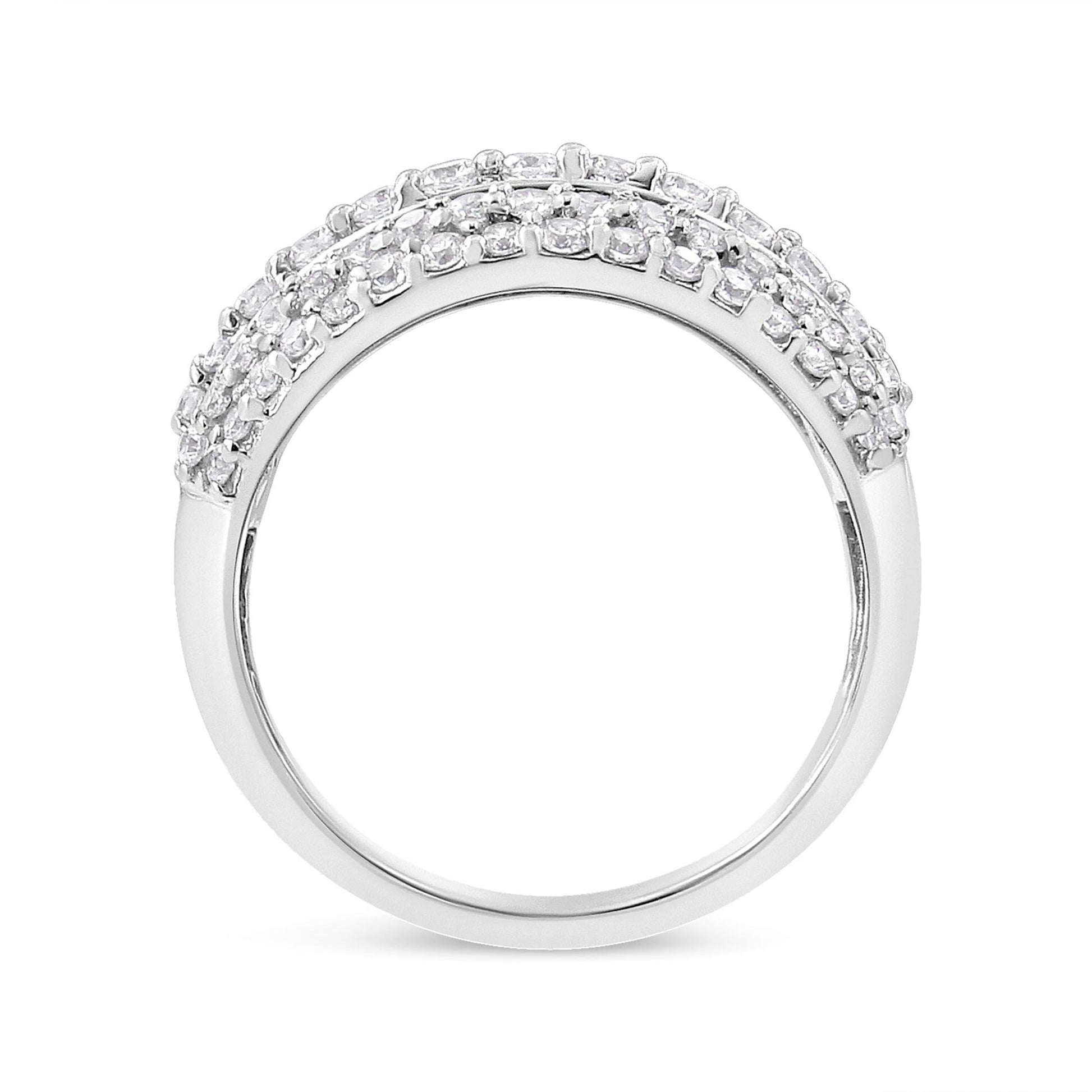 .925 Sterling Silver 2.00 Cttw Round and Baguette-Cut Diamond Cluster Ring (H-I Color, I1-I2 Clarity)-4