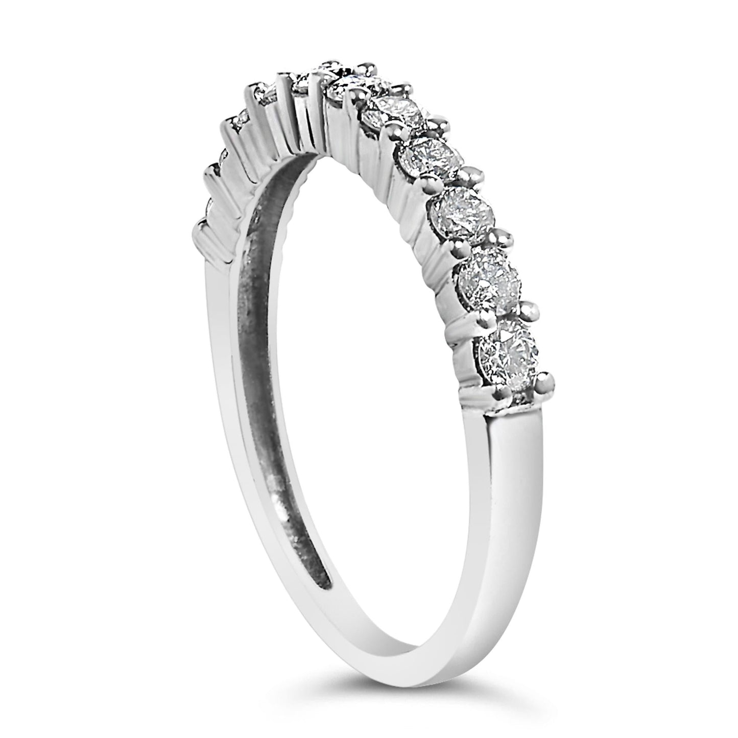 IGI Certified 1/2 Cttw Diamond 10K White Gold Prong Set Fluted Band Style Ring (I-J Color, I2-I3 Clarity)-4