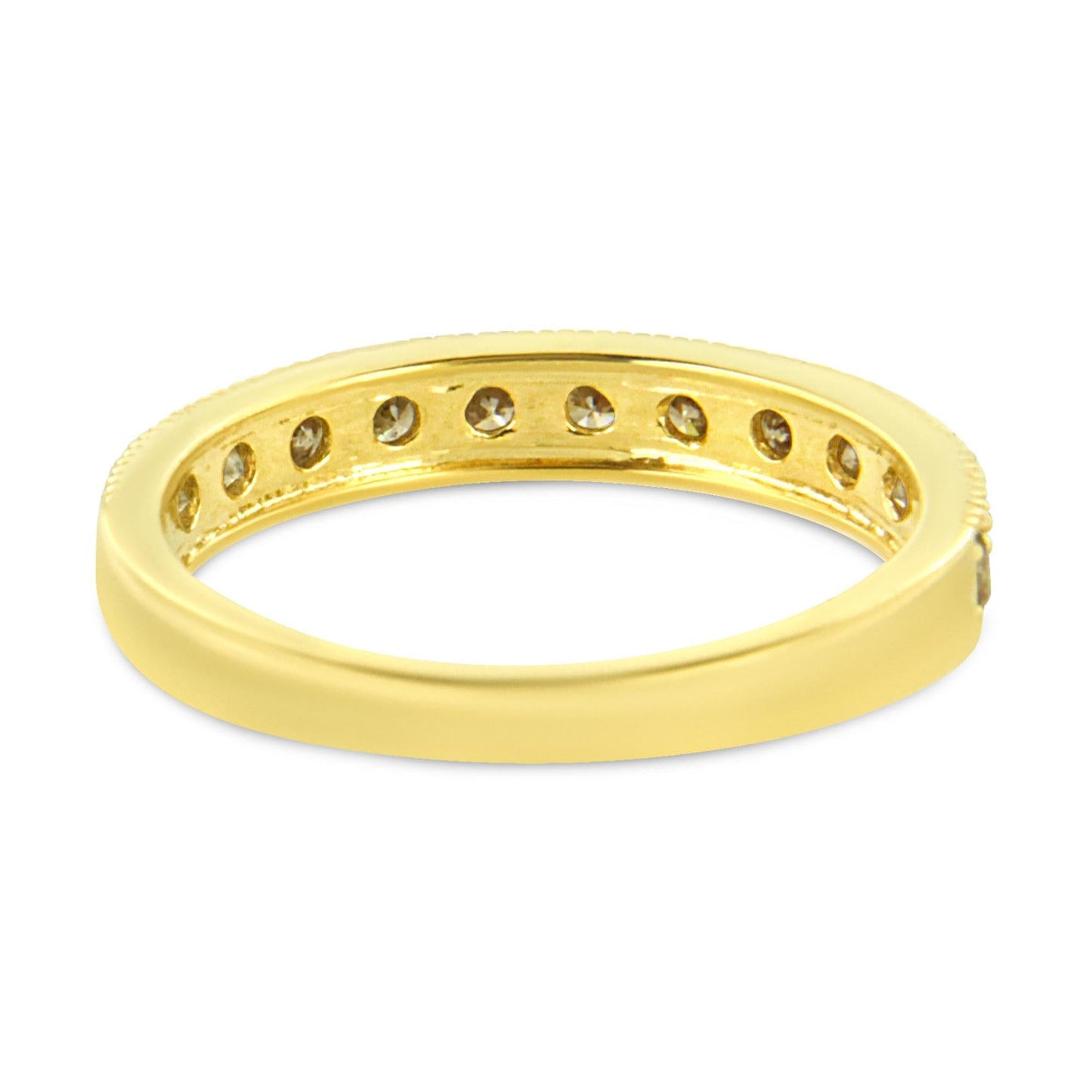 IGI Certified 1/2 Cttw Diamond 10K Yellow Gold Prong Set Beaded Milgrain Band Style Ring (J-K Color, I2-I3 Clarity)-3