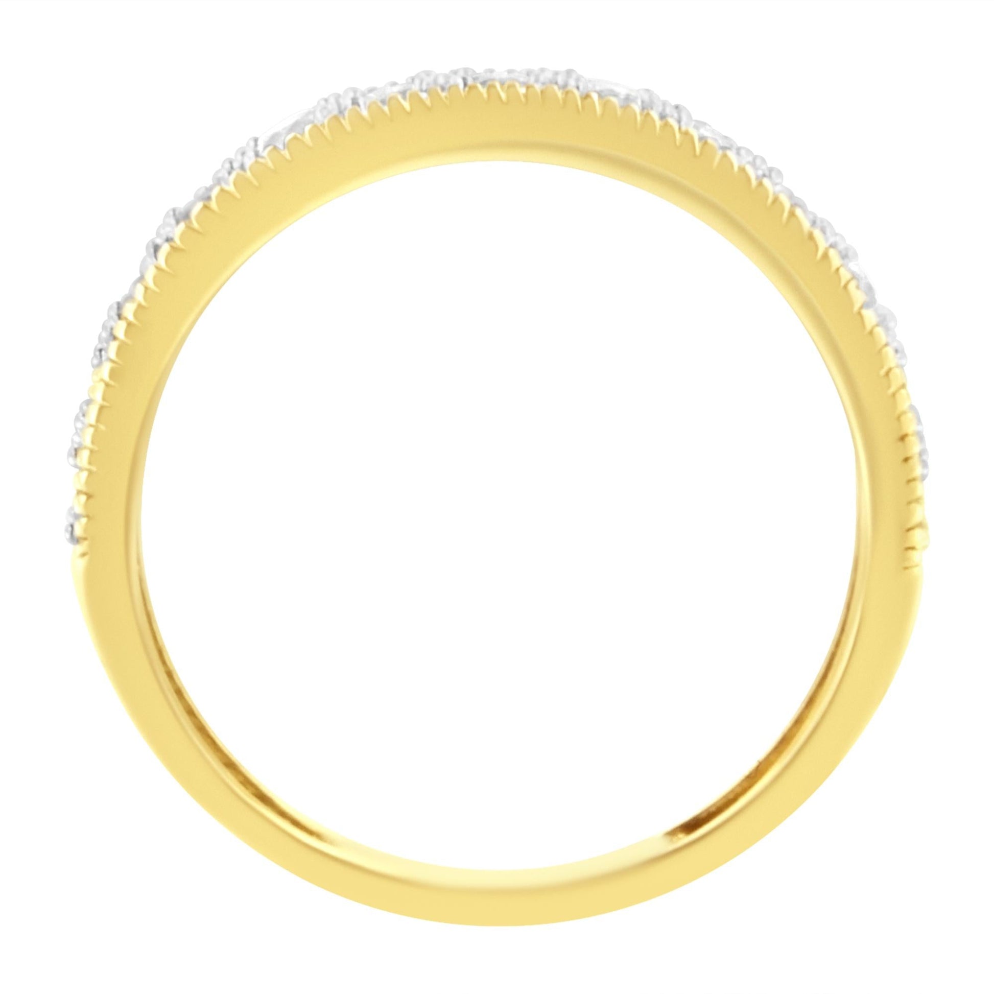 IGI Certified 1/2 Cttw Diamond 10K Yellow Gold Prong Set Beaded Milgrain Band Style Ring (J-K Color, I2-I3 Clarity)-4