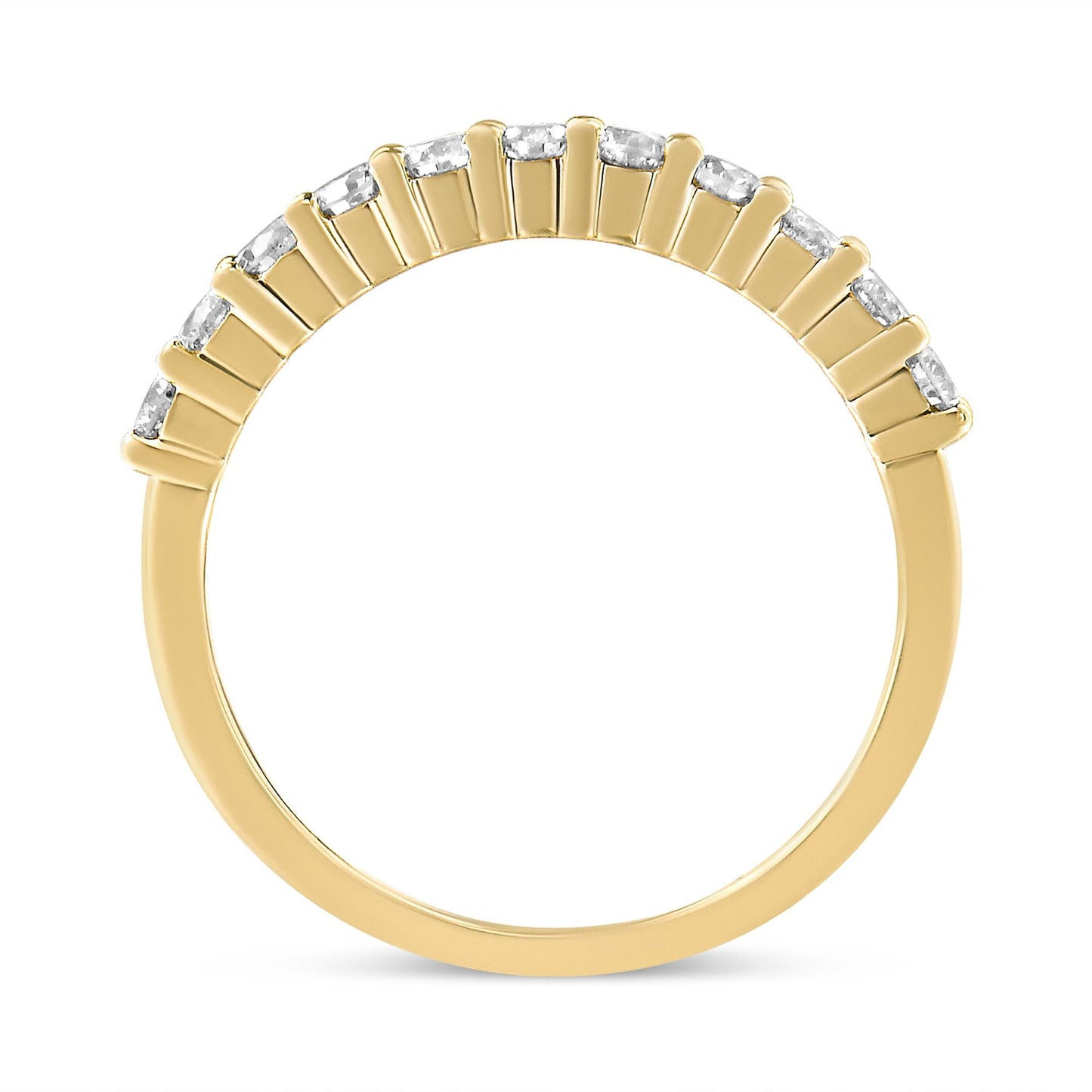 IGI Certified 1/2 Cttw Diamond 10K Yellow Gold Prong Set Fluted Band Style Wedding Ring (J-K Color, I1-I2 Clarity)-3