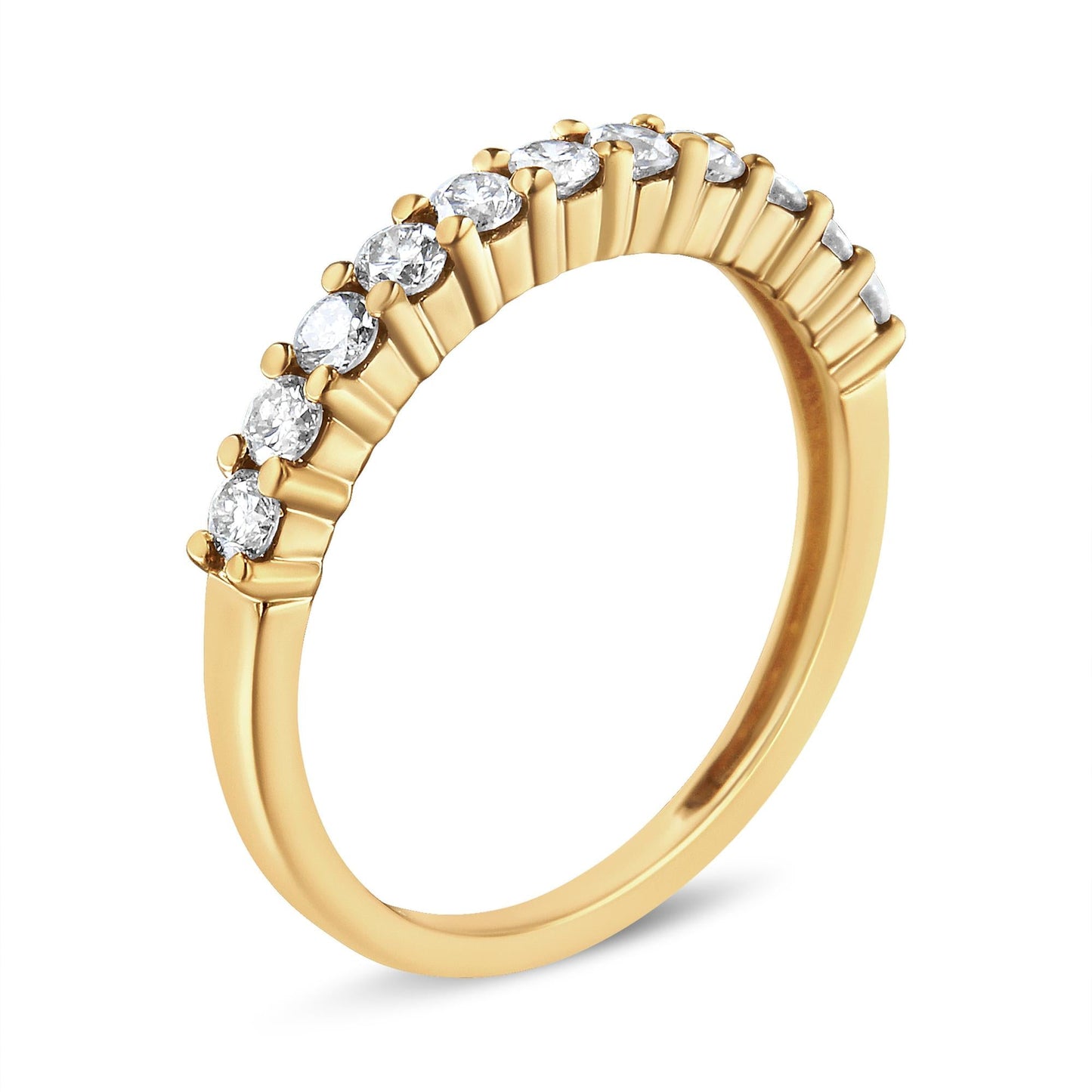 IGI Certified 1/2 Cttw Diamond 10K Yellow Gold Prong Set Fluted Band Style Wedding Ring (J-K Color, I1-I2 Clarity)-4