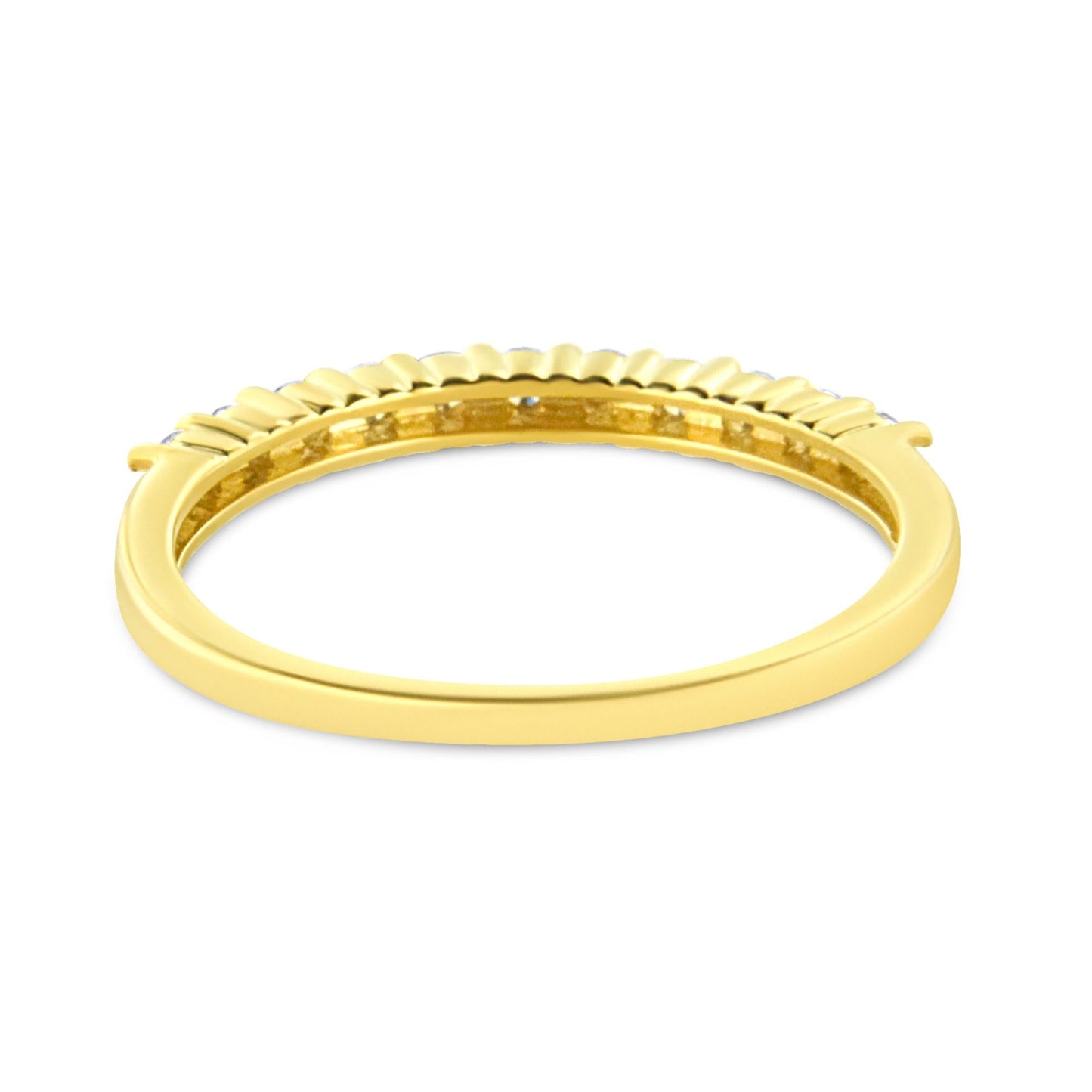 IGI Certified 1/4 Cttw Diamond 10K Yellow Gold Prong Set Fluted Band Style Ring (I-J Color, I2-I3 Clarity)-3