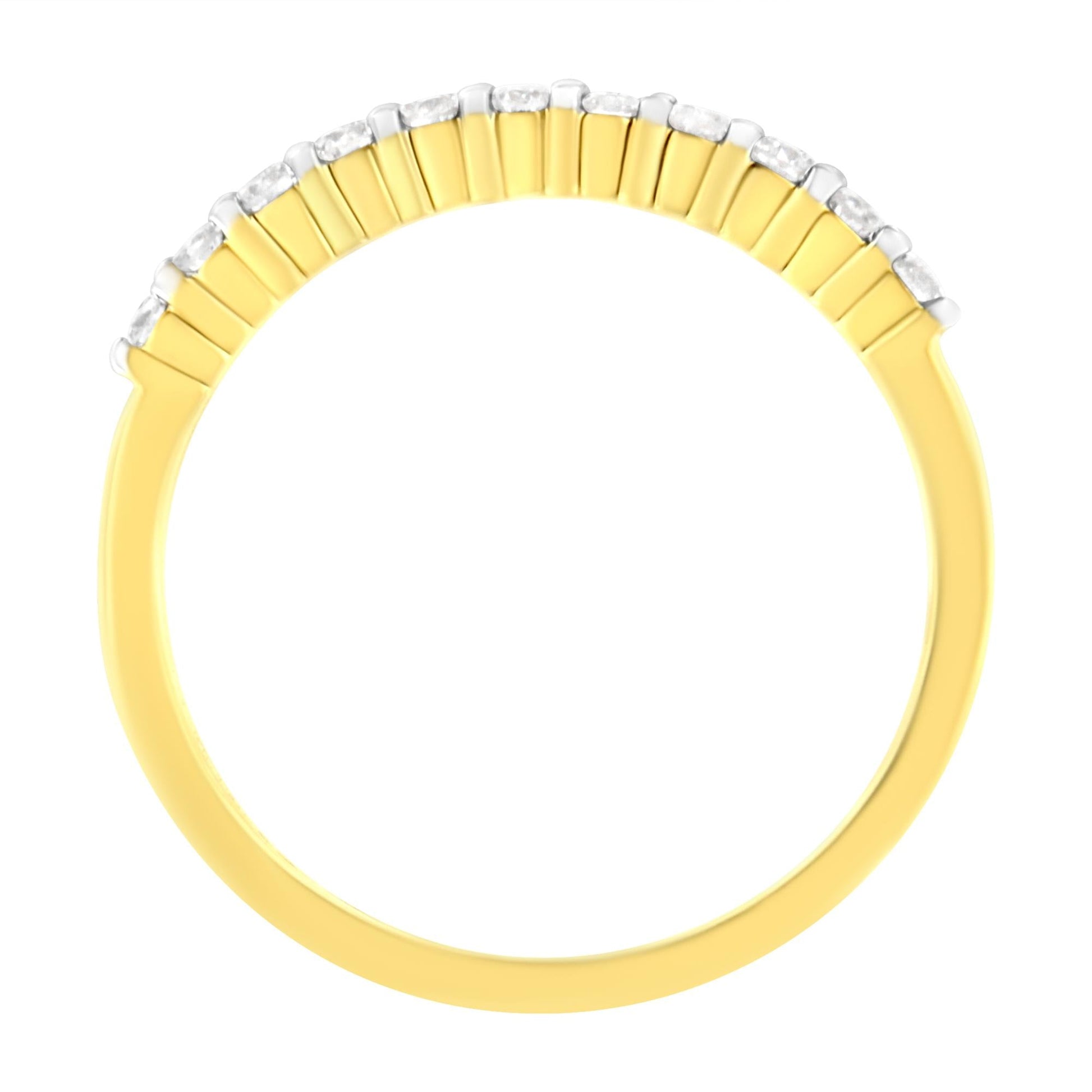 IGI Certified 1/4 Cttw Diamond 10K Yellow Gold Prong Set Fluted Band Style Ring (I-J Color, I2-I3 Clarity)-4
