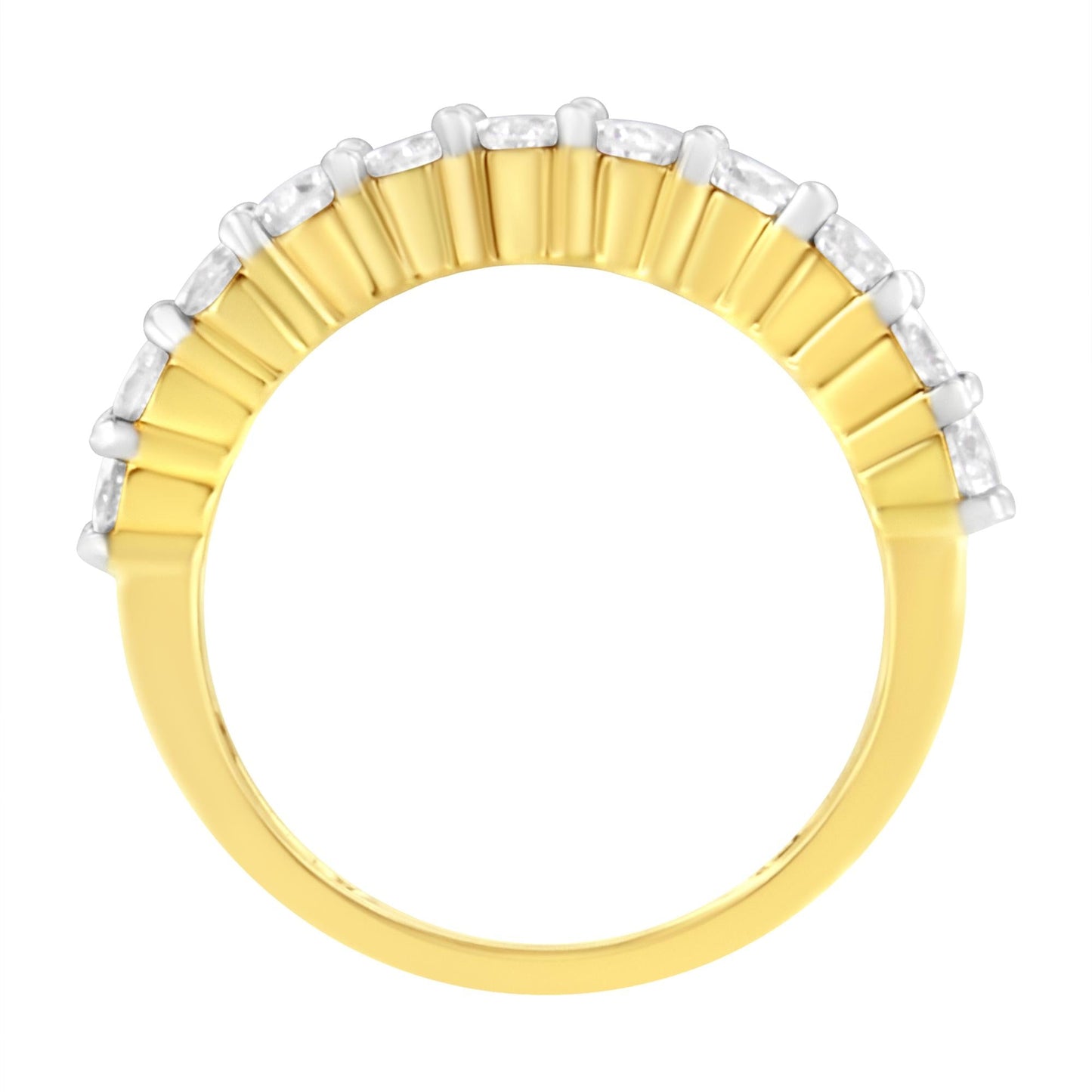 IGI Certified 1.0 Cttw Diamond 10K Yellow Gold Prong Set Fluted Band Style Wedding Ring (J-K Color, I1-I2 Clarity)-4