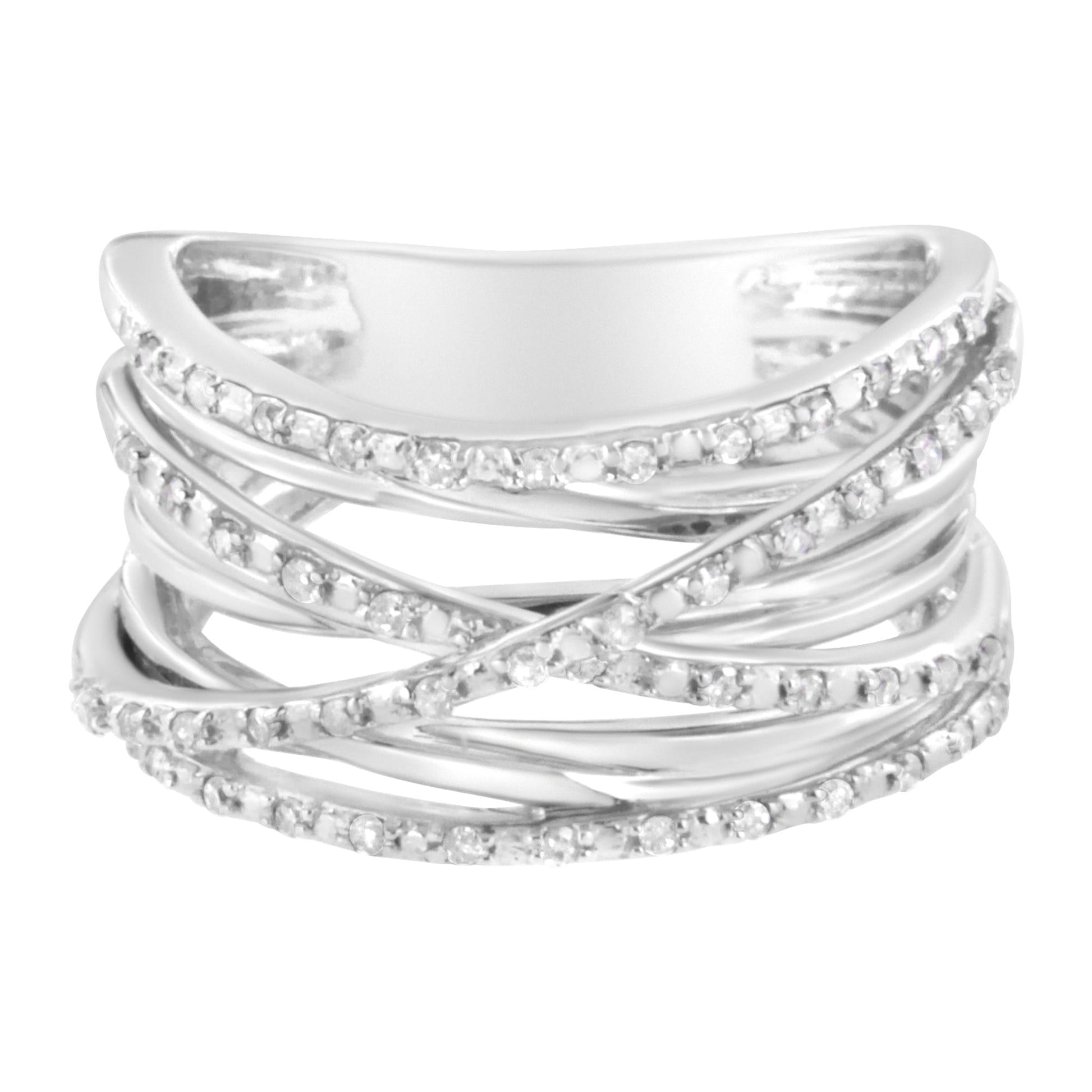 .925 Sterling Silver 1/4 Cttw Prong Set Round-Cut Diamond Bypass Ring (I-J Color, I1-I2 Clarity)-3