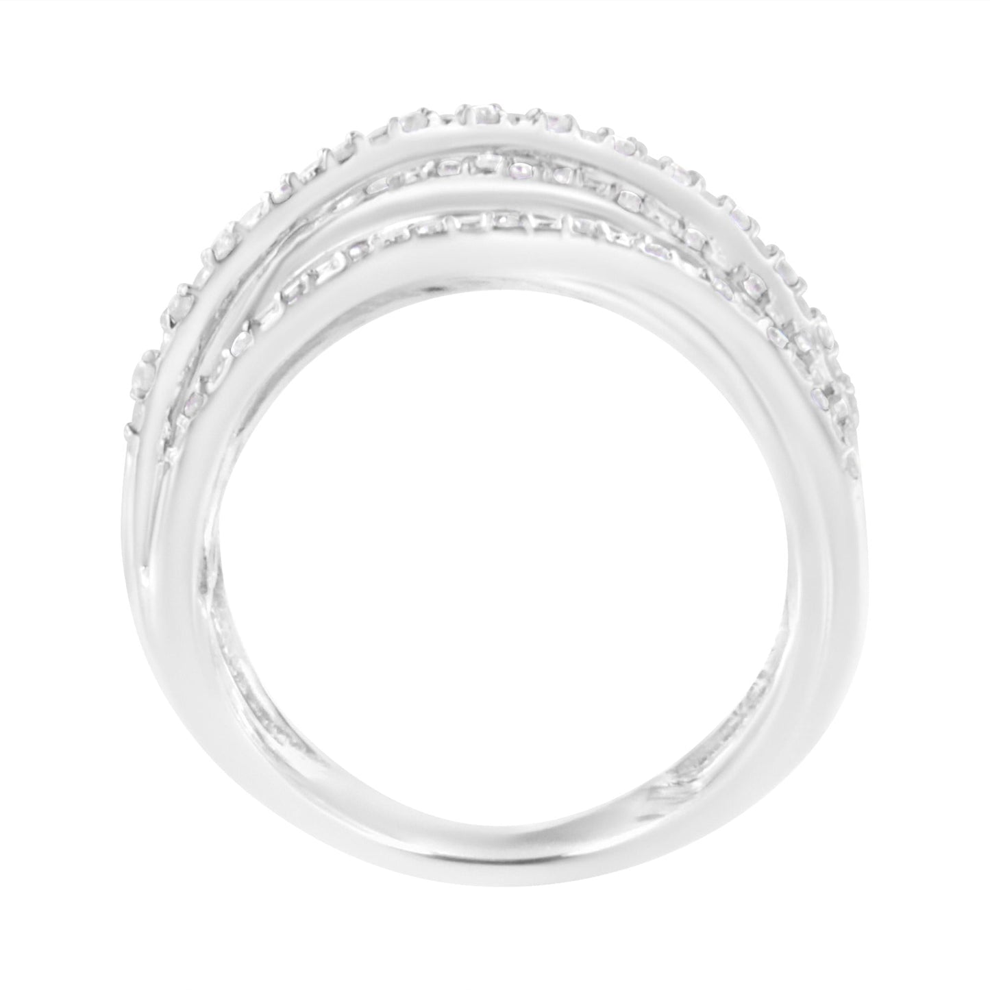 .925 Sterling Silver 1/4 Cttw Prong Set Round-Cut Diamond Bypass Ring (I-J Color, I1-I2 Clarity)-4