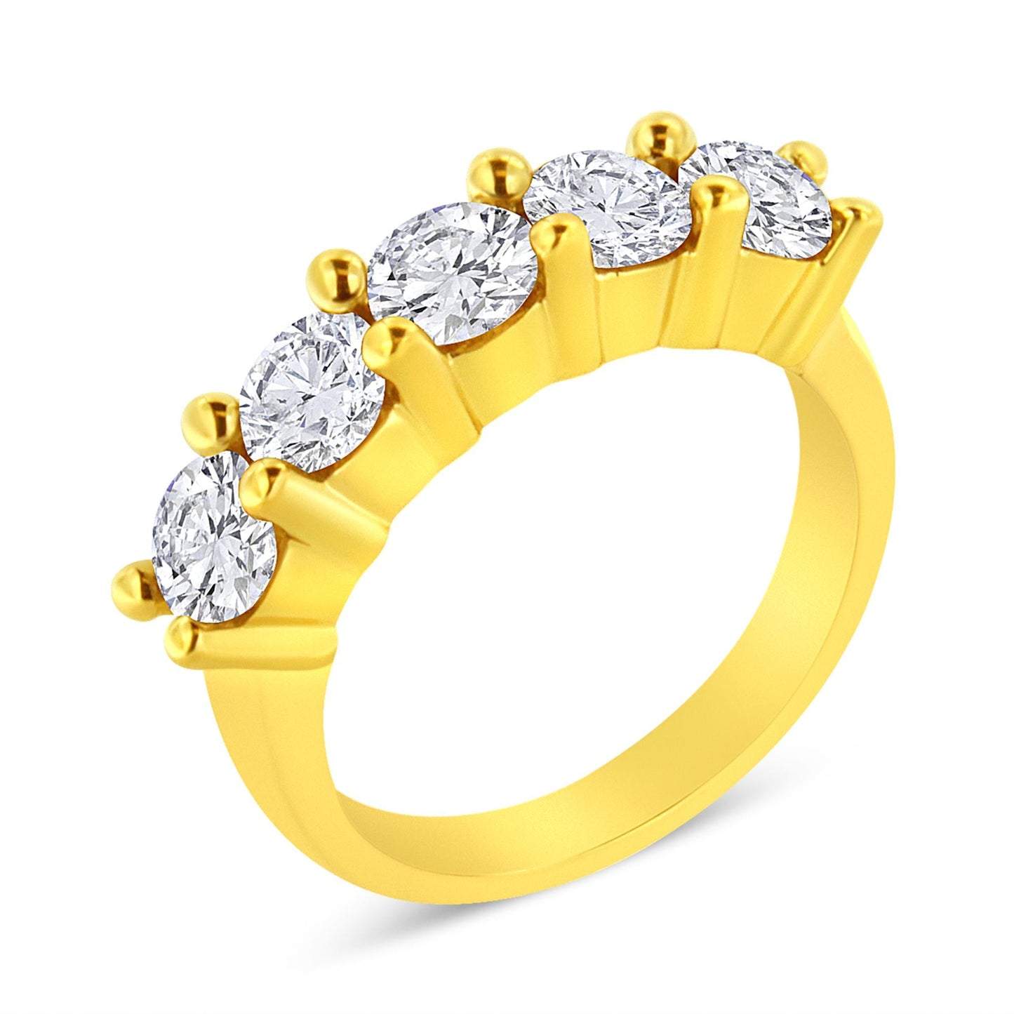 14K Yellow Gold Plated .925 Sterling Silver 2.0 Cttw Shared Prong Set Diamond 5 Stone Wedding Band Ring (J-K Color, I1-I2 Clarity)-3
