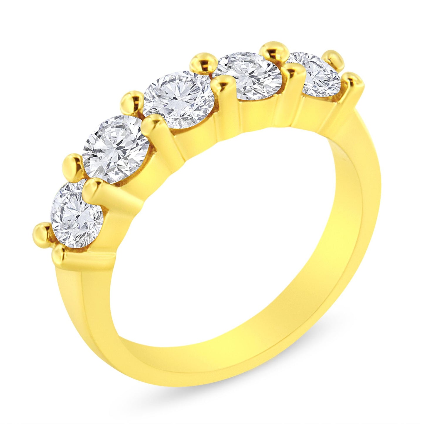 14K Yellow Gold Plated .925 Sterling Silver 1 1/2 Cttw Shared Prong Set Brilliant Round-Cut Diamond Anniversary or Wedding Band Ring (K-L Color, SI2-I1 Clarity)-3
